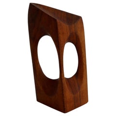 Modernist Abstract Teak Wood Table Top Sculpture, Style of Henry Moore