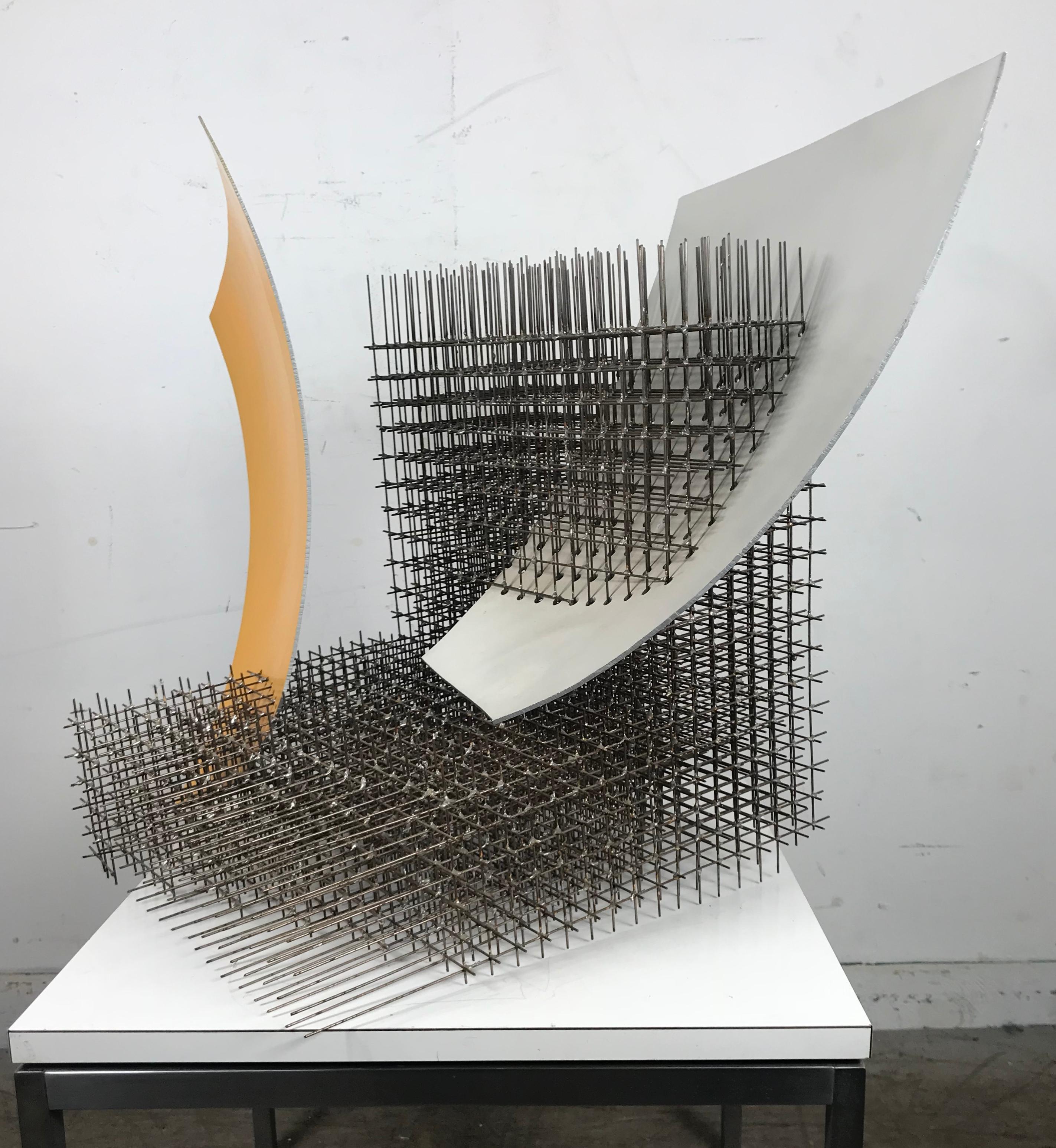 Modernist abstract welded steel sculpture 