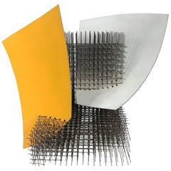 Used Modernist Abstract Welded Steel Sculpture "Yellow White" by Robert Brock