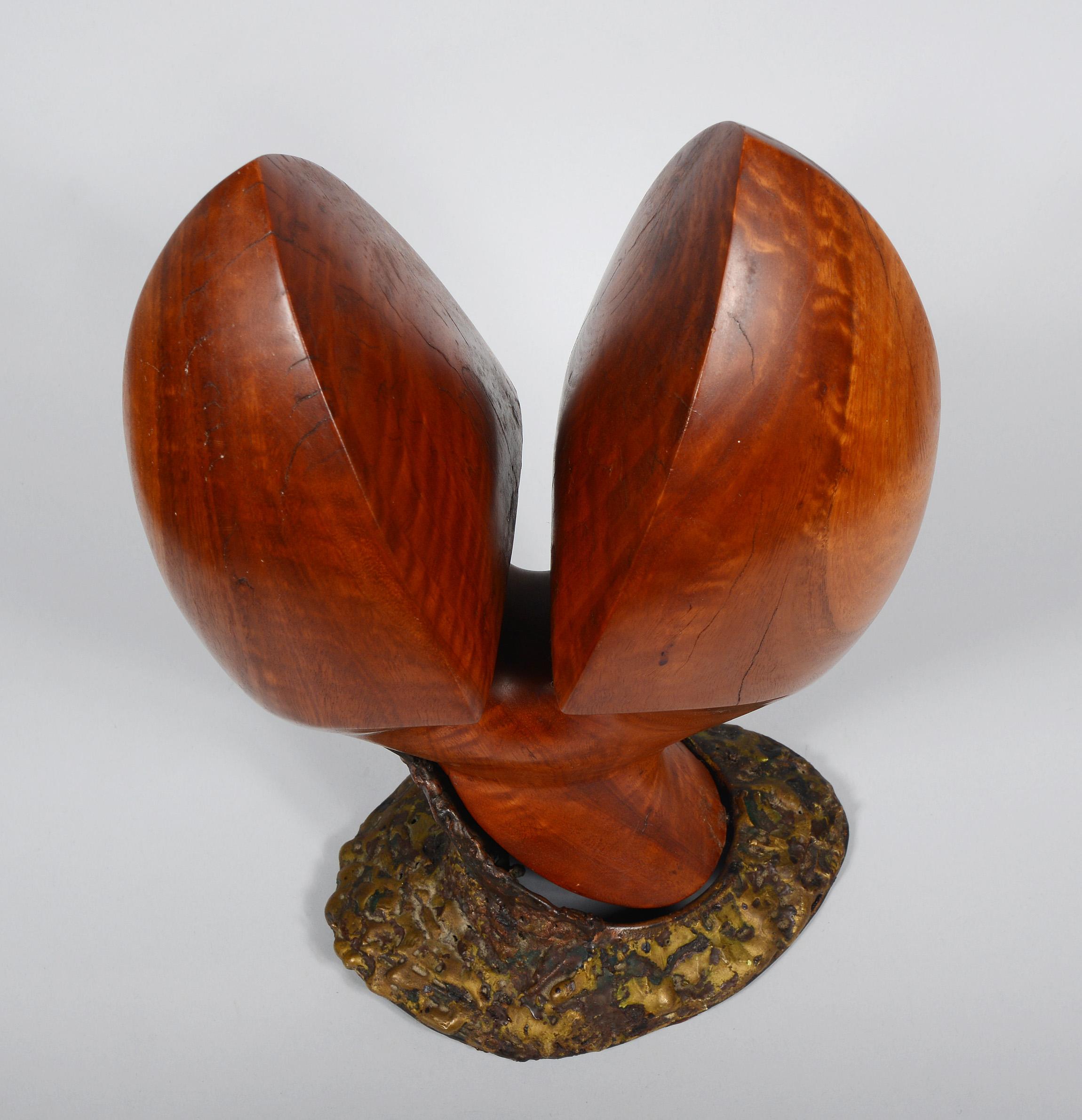 Modernist Abstract Wood and Metal Tabletop Sculpture In Good Condition For Sale In San Mateo, CA