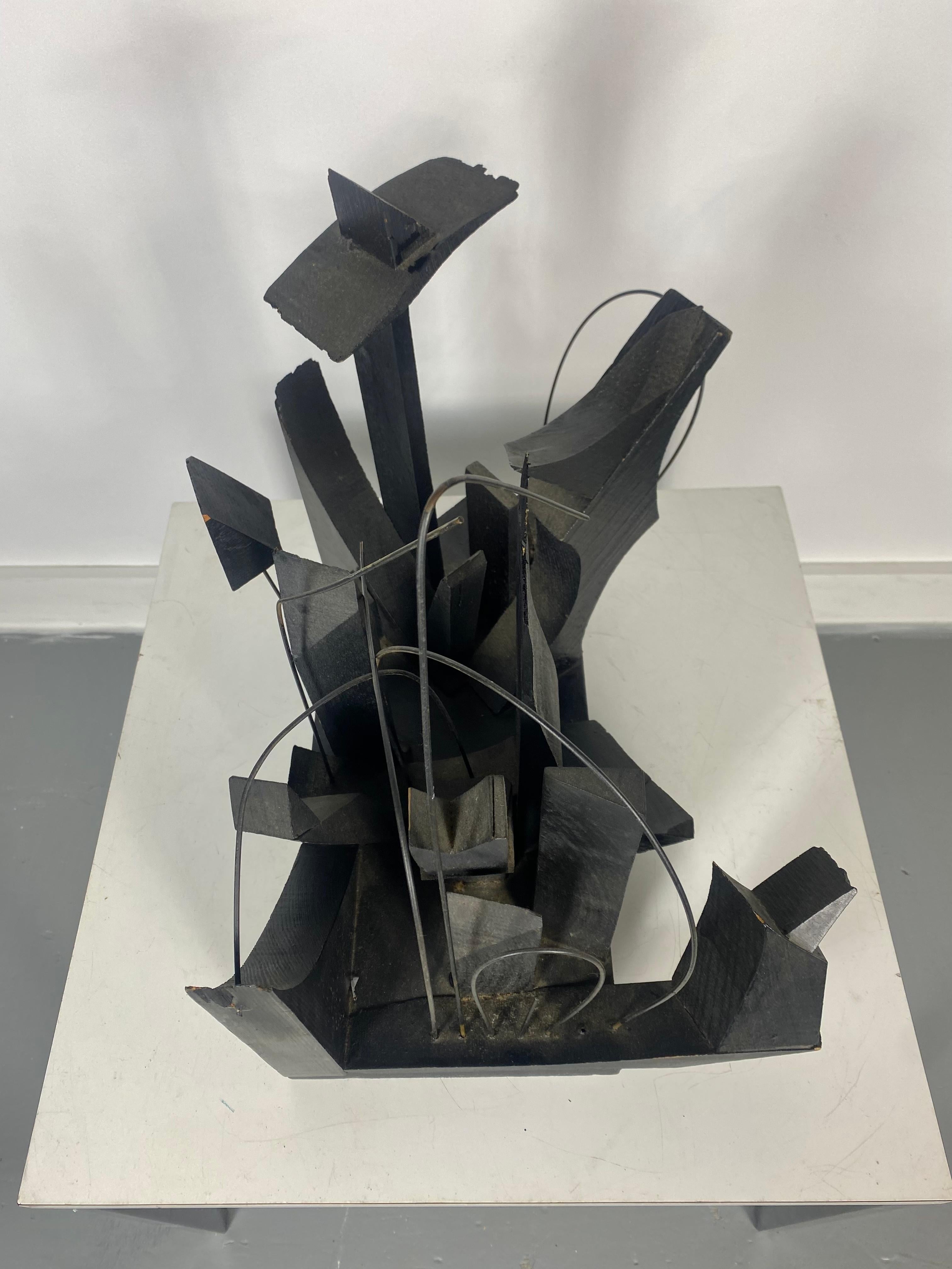 Wonderful Modernist abstract wood and wire sculpture manner of Louise Nevelson.