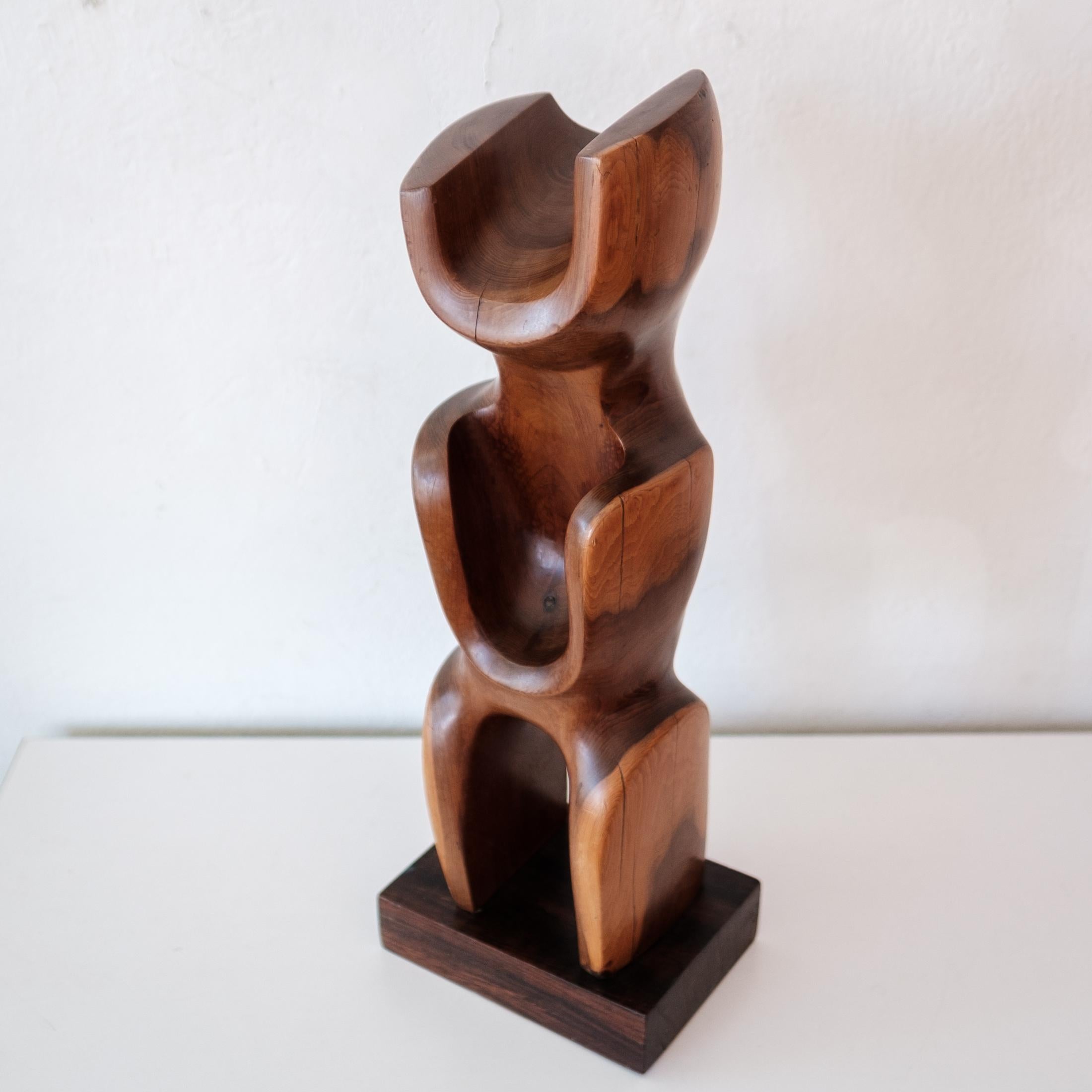 Hand-Carved Modernist Abstract Wood Sculpture 1960s