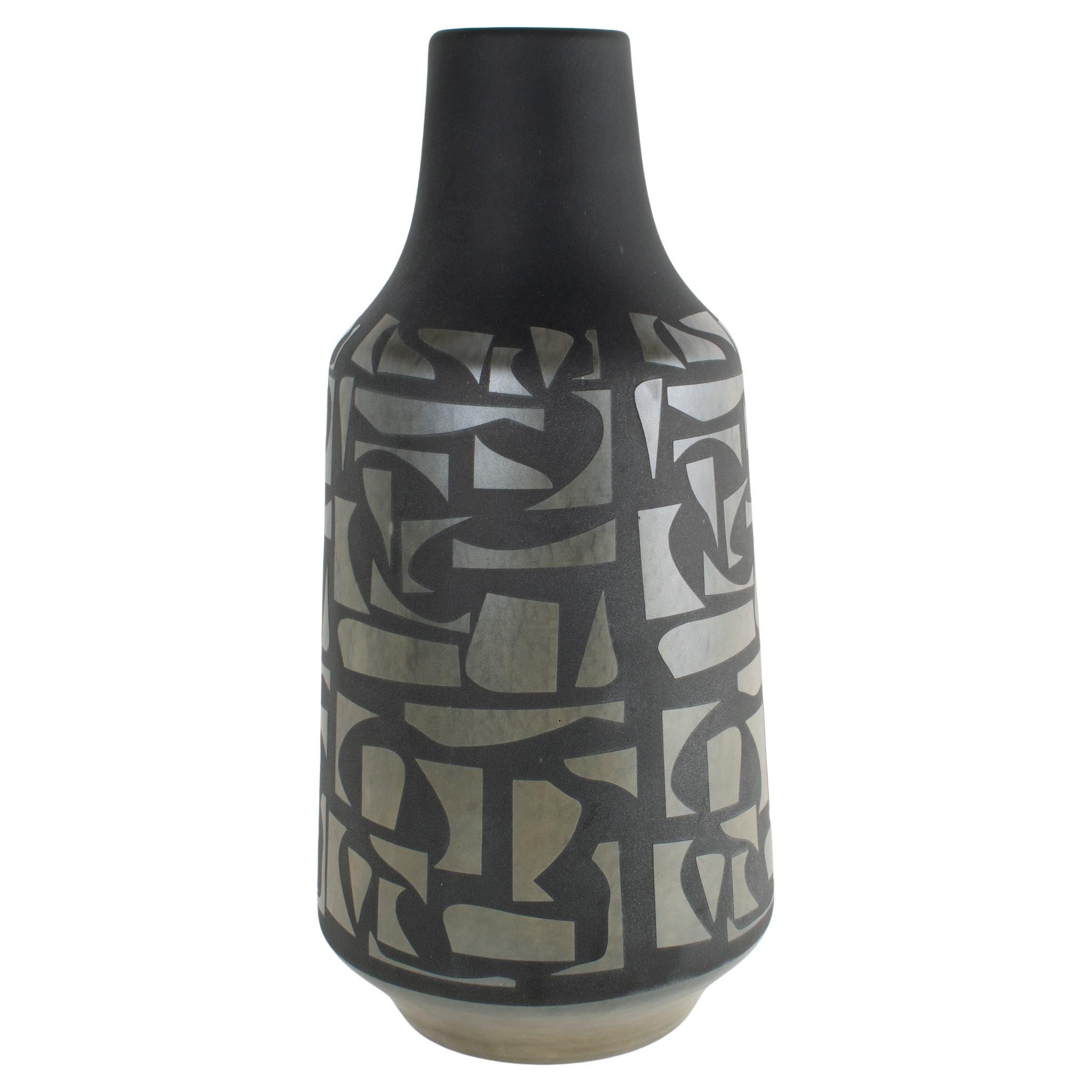 Modernist Acid-Etched Glass Vase, France, 1970 For Sale