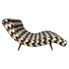  Modernist Adrian Pearsall Wave Chaise Lounge in original geometric fabric 