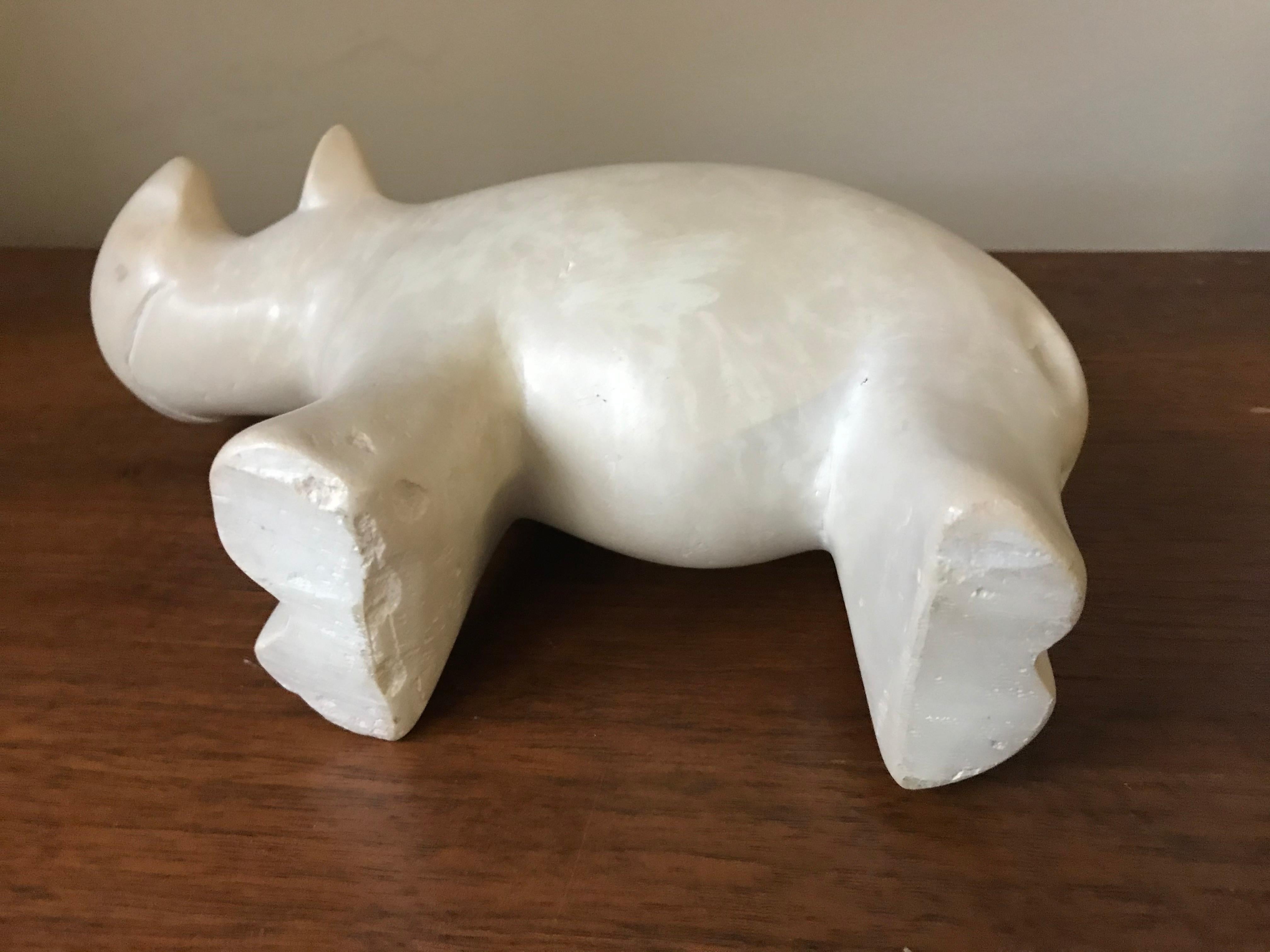 Modernist Alabaster Carved Hippopotamus Sculpture Figurine 6