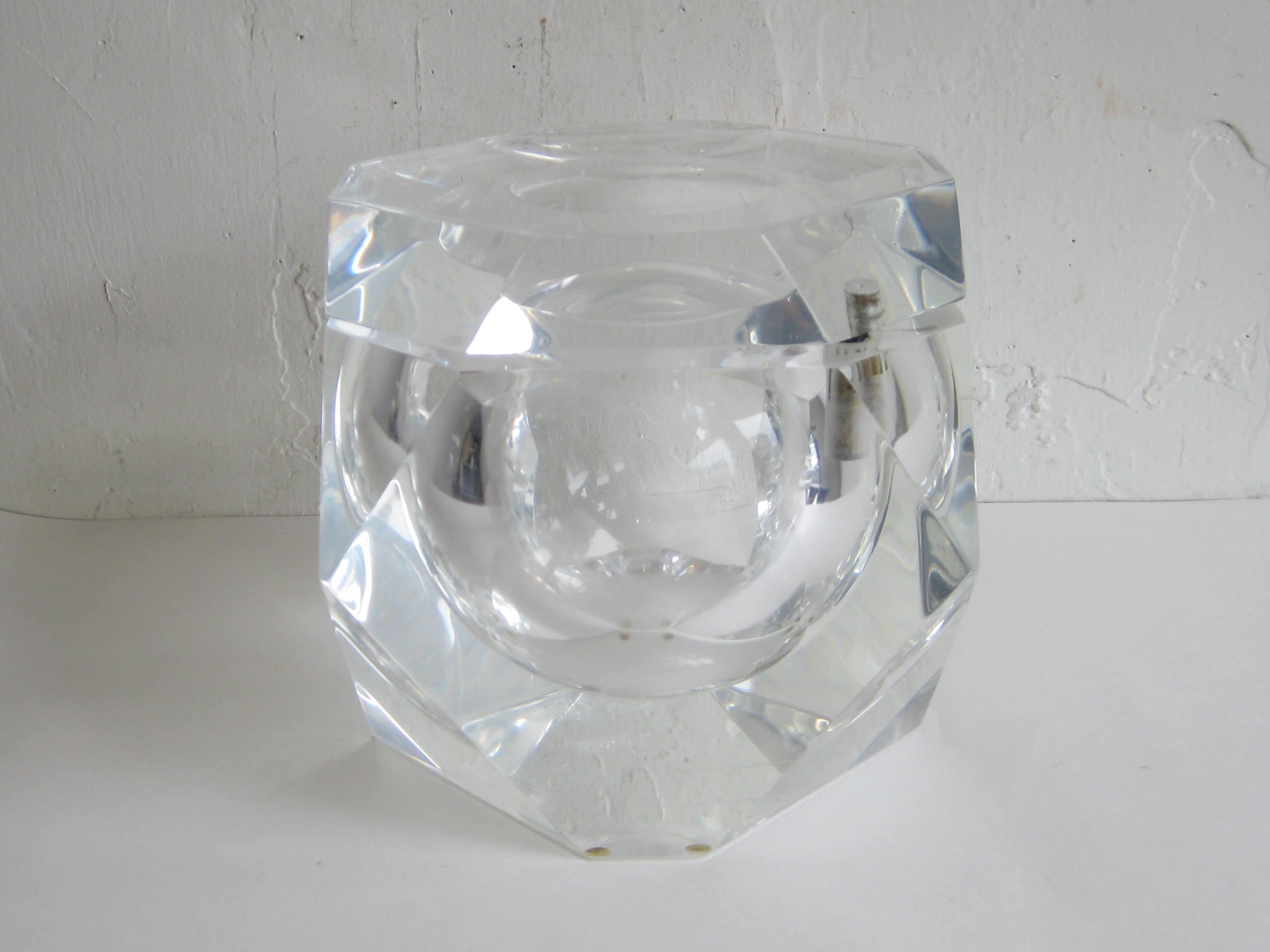 Modernist Alessandro Albrizzi Italian Faceted Lucite Bar Ice Bucket, circa 1970 11