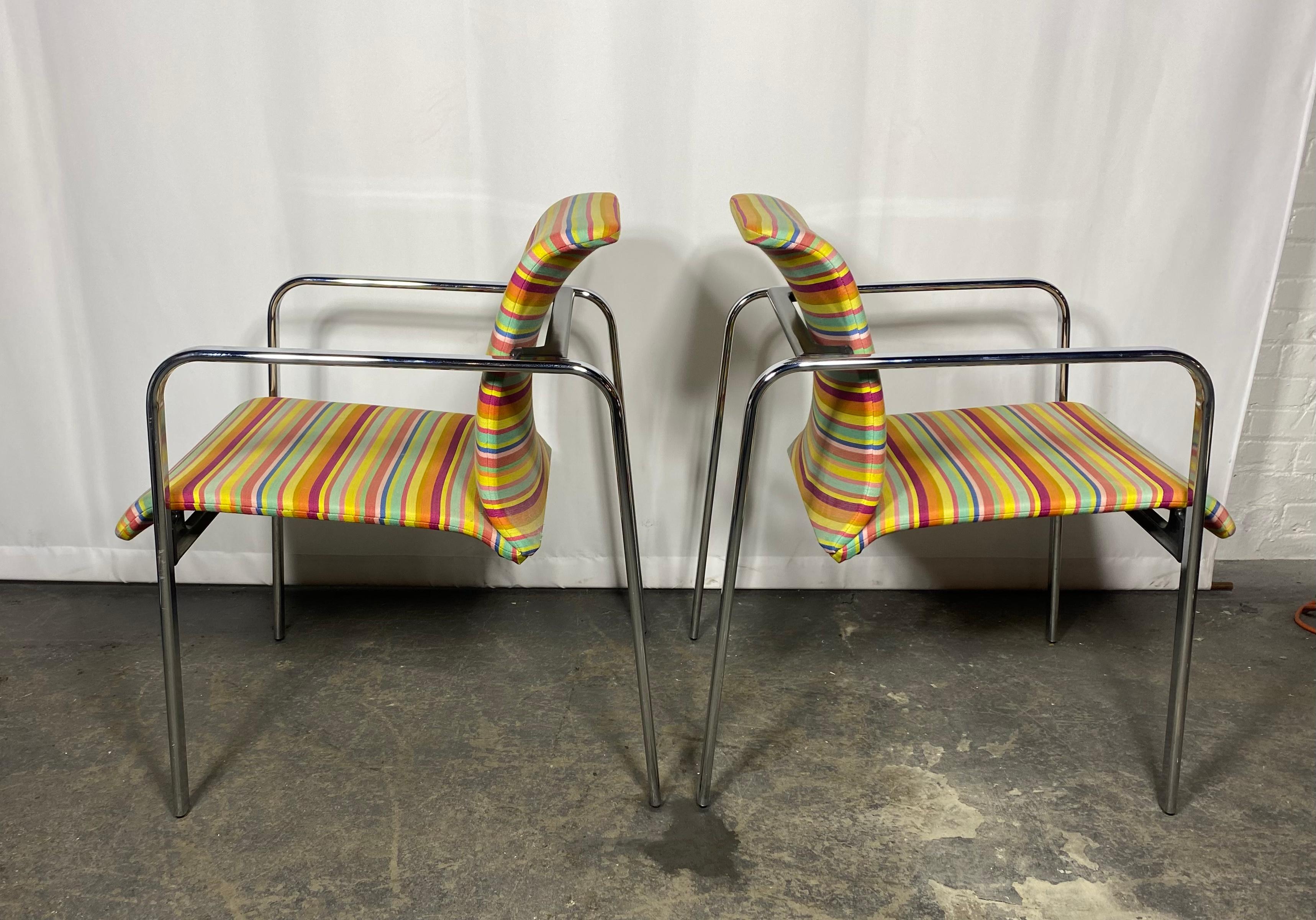 Metal Modernist Alexander Girard Fabric Chairs by Peter Protzmann for Herman Miller For Sale