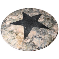 Modernist All Calacatta Pink Marble Round Center Table with Star