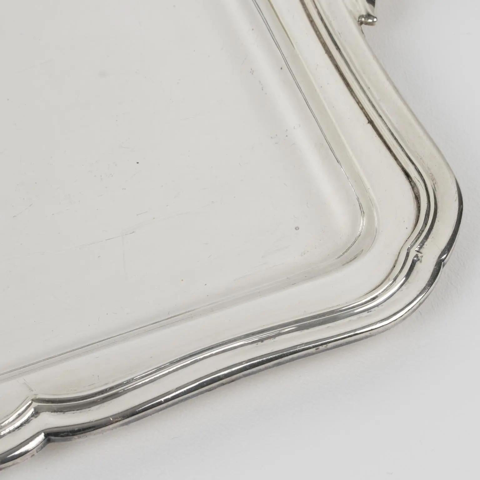 Modernist Alpaca Silver Plate Serving Barware Tray For Sale 1