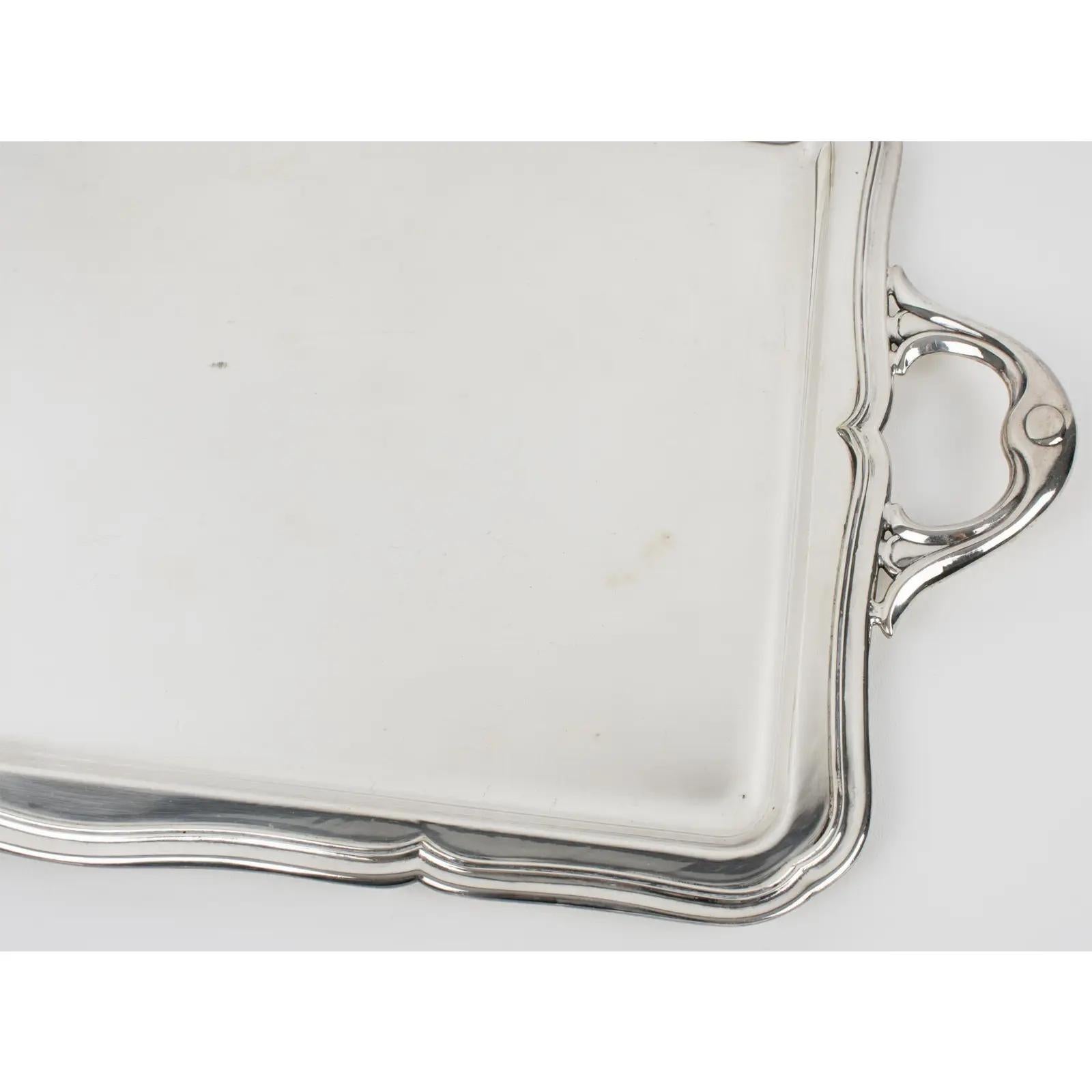 Modernist Alpaca Silver Plate Serving Barware Tray For Sale 2