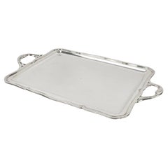 Vintage Modernist Alpaca Silver Plate Serving Barware Tray