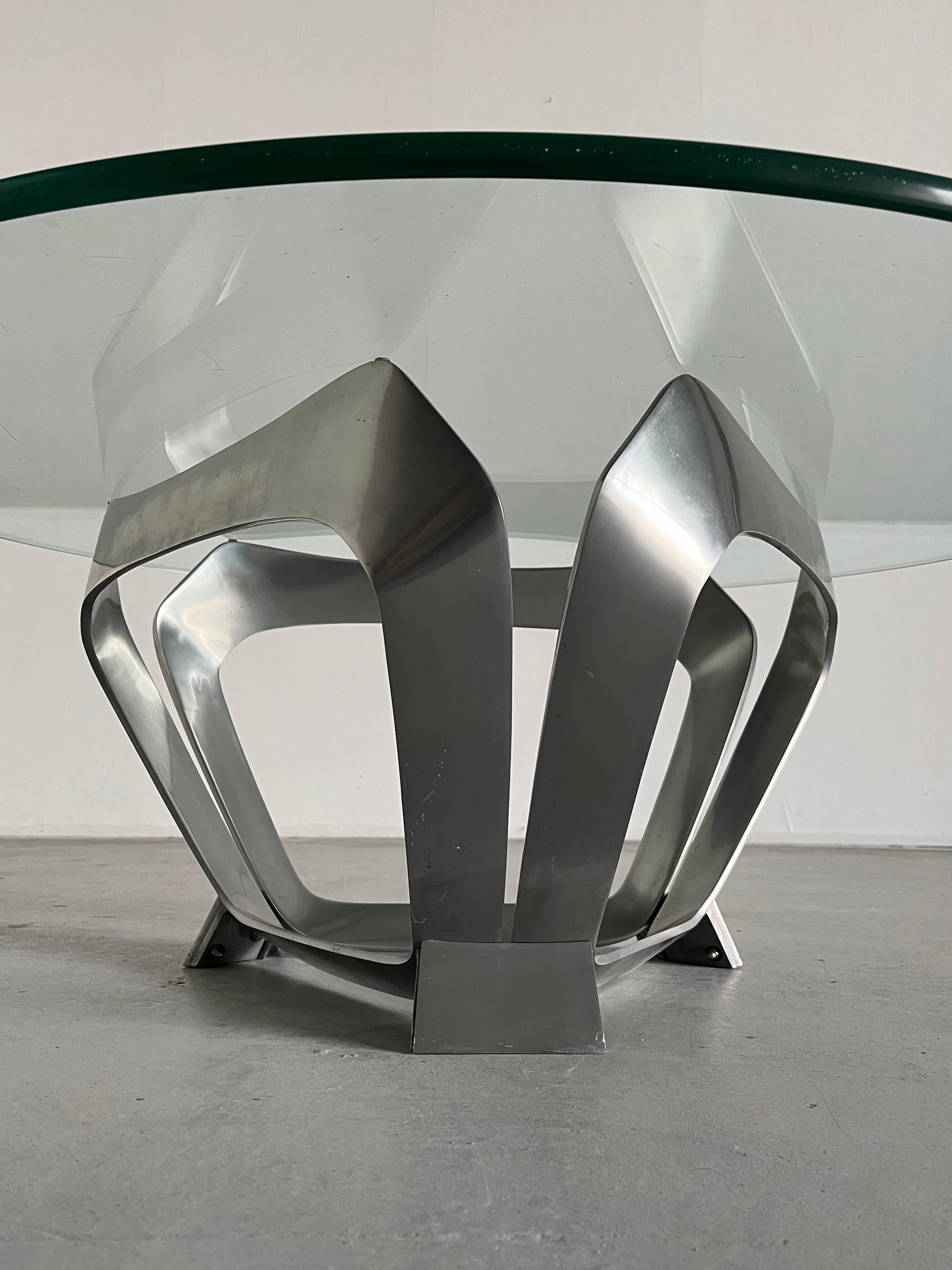 Allemand Table basse moderniste en verre d'aluminium de Knut Hesterberg, 1970, Allemagne en vente