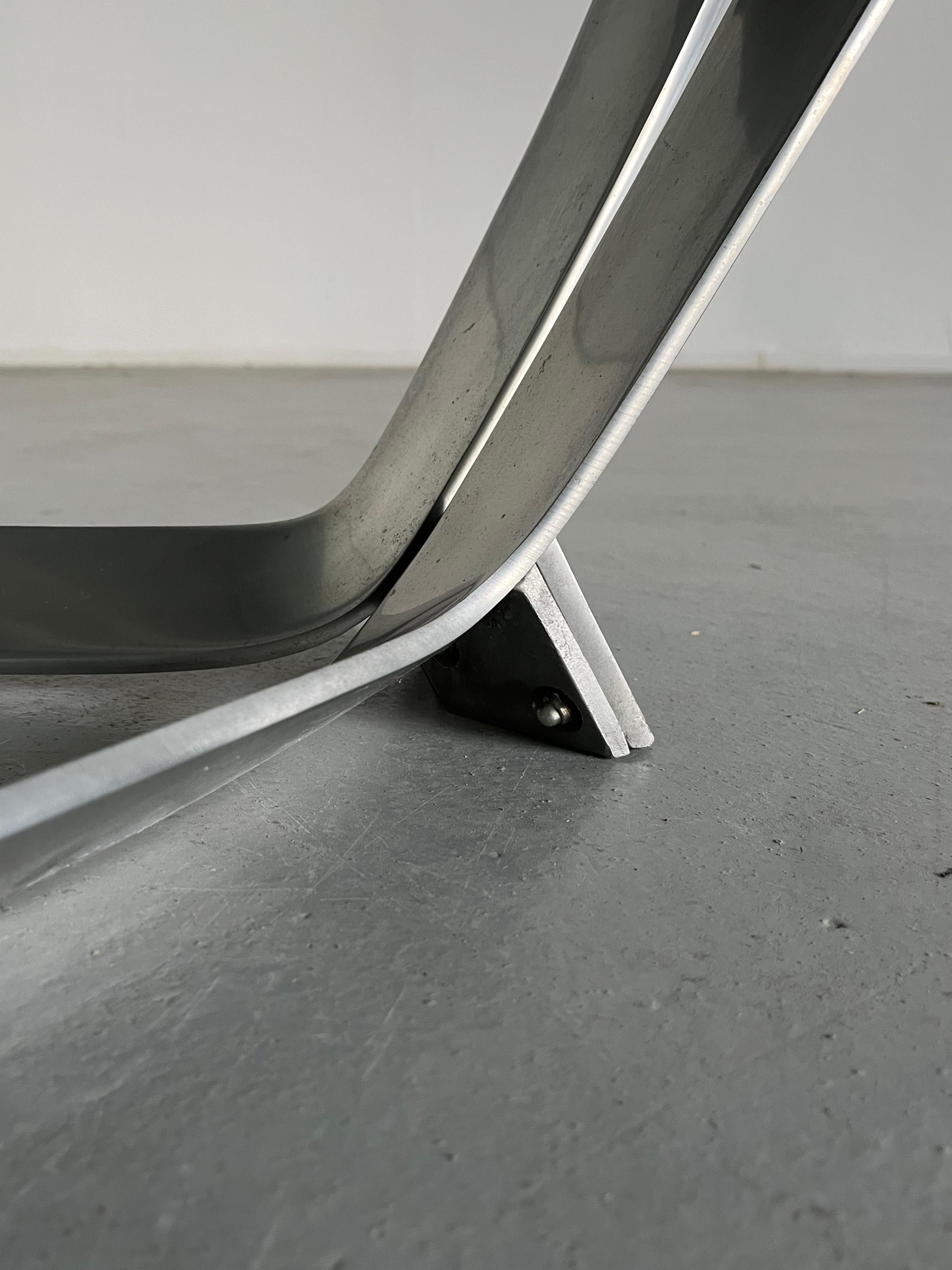 Métal Table basse moderniste en verre d'aluminium de Knut Hesterberg, 1970, Allemagne en vente