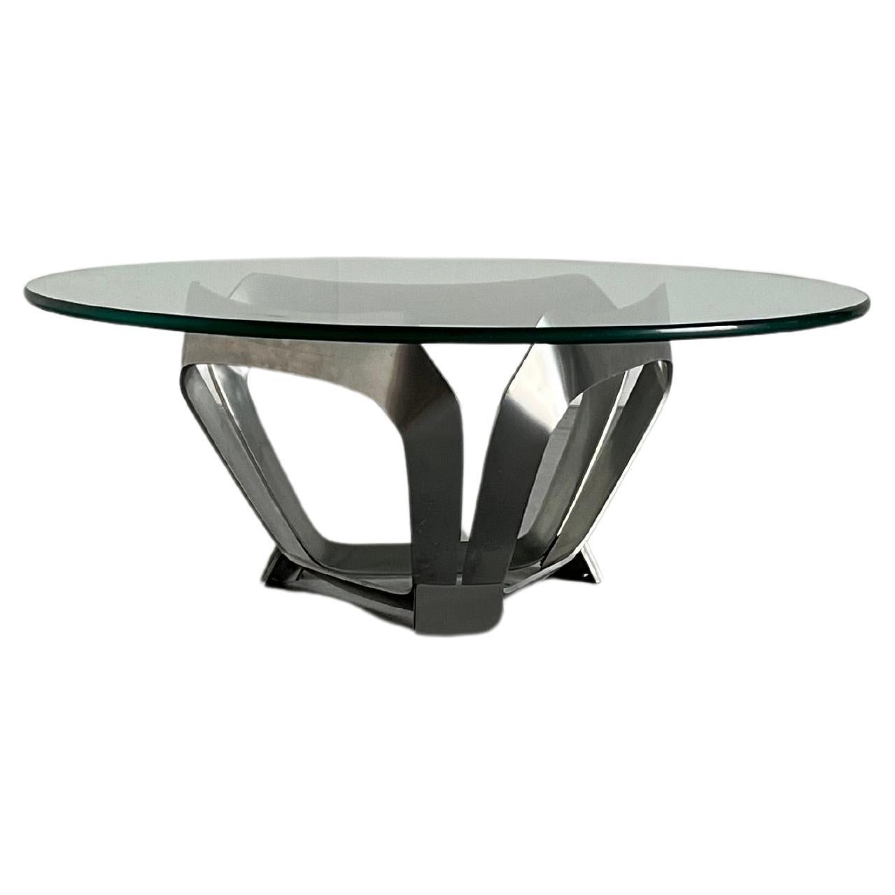 Modernist Aluminium Glass Vintage Coffee Table by Knut Hesterberg, 1970s Germany For Sale