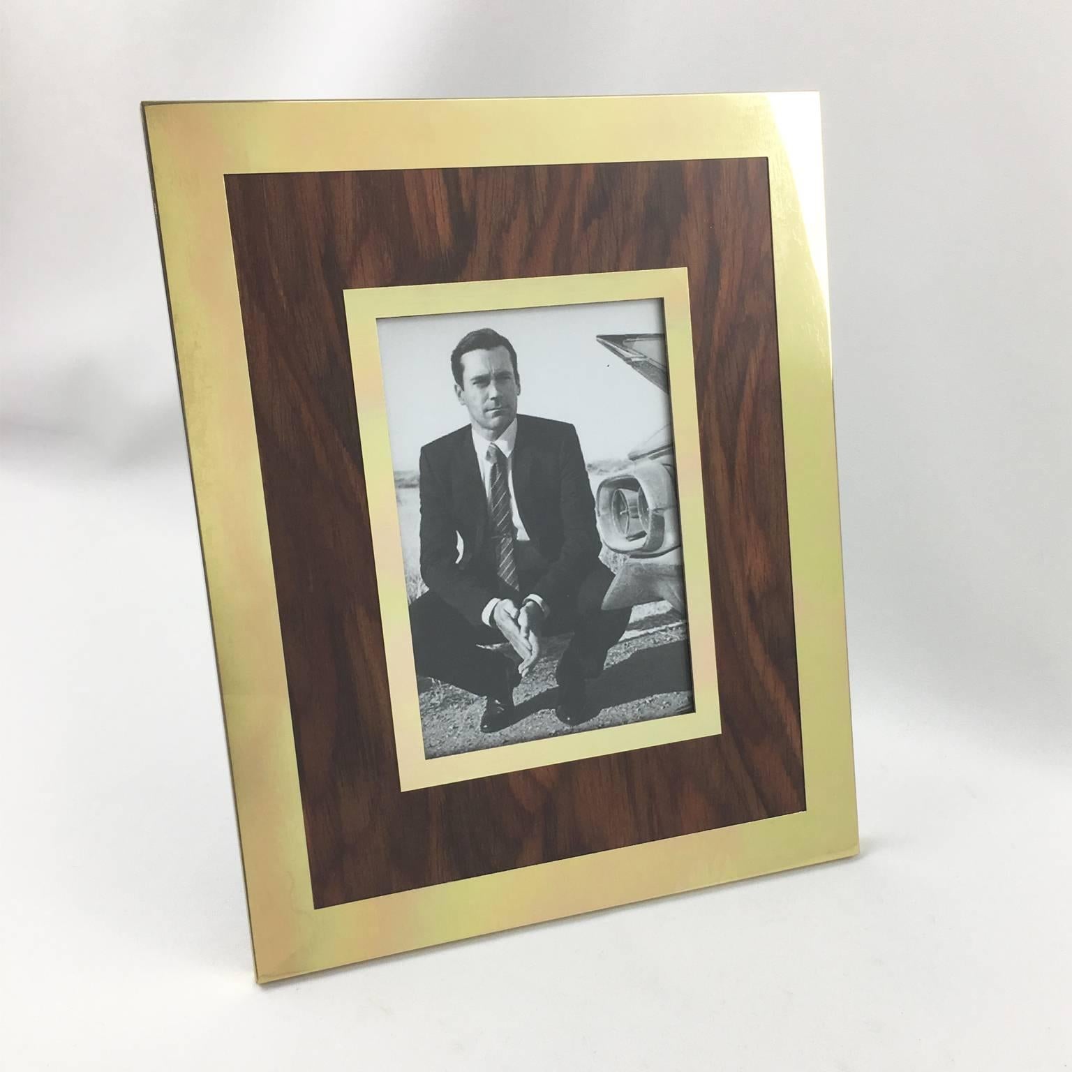 Modernist Aluminum and Wood Picture Photo Frame by Italian Designer MB In Good Condition In Atlanta, GA