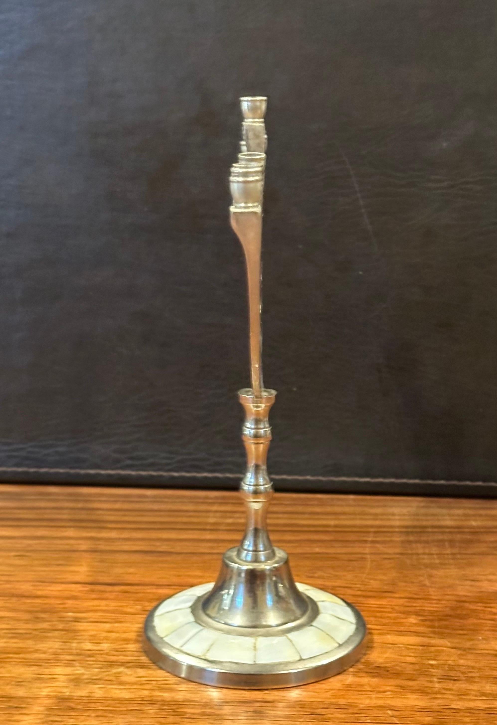 Modernist Aluminum and Mother-of-Pearl Menorah For Sale 3