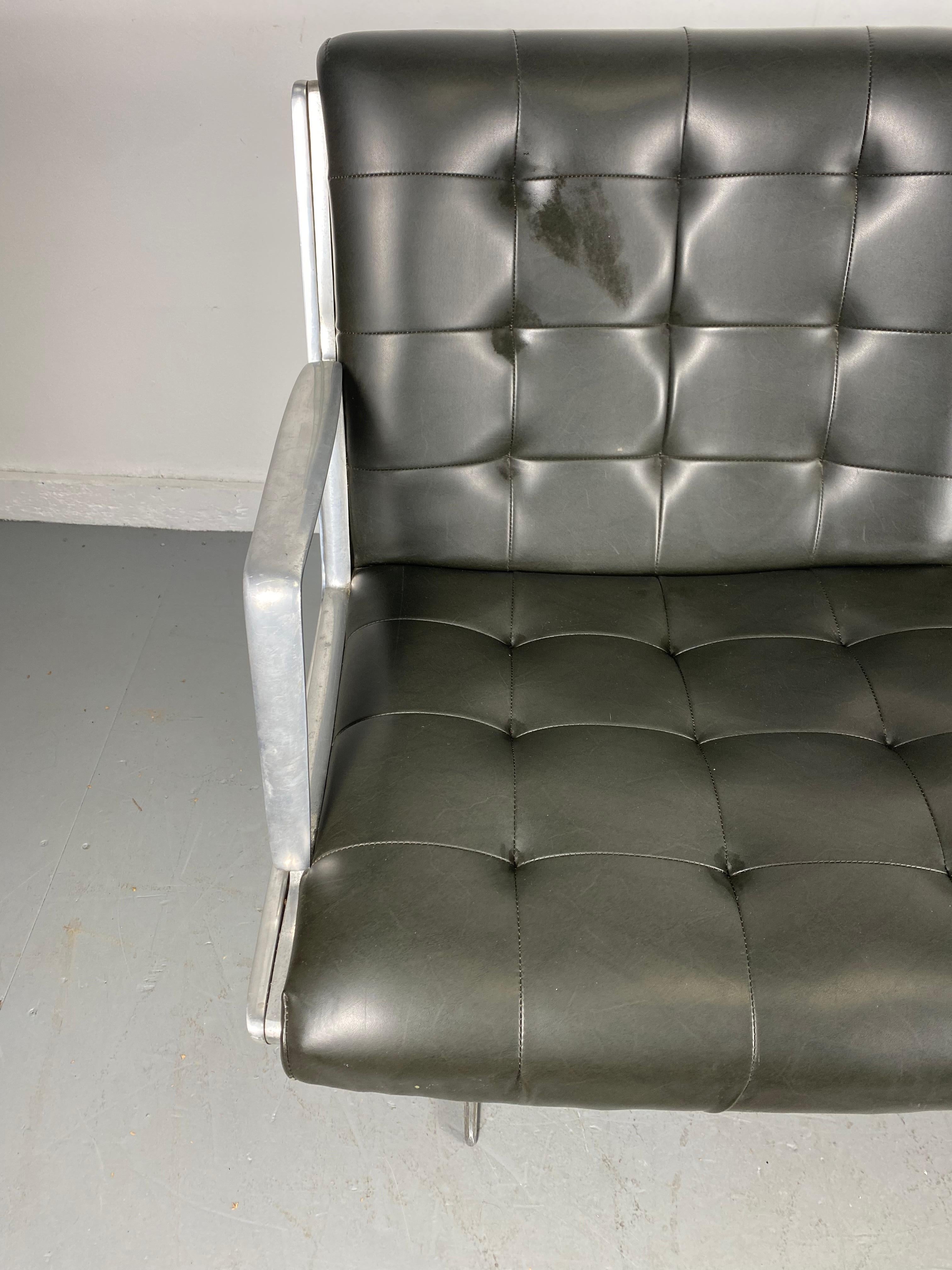 Modernist Aluminum Button Tufted Two Seater Bench / Settee by Burke 4