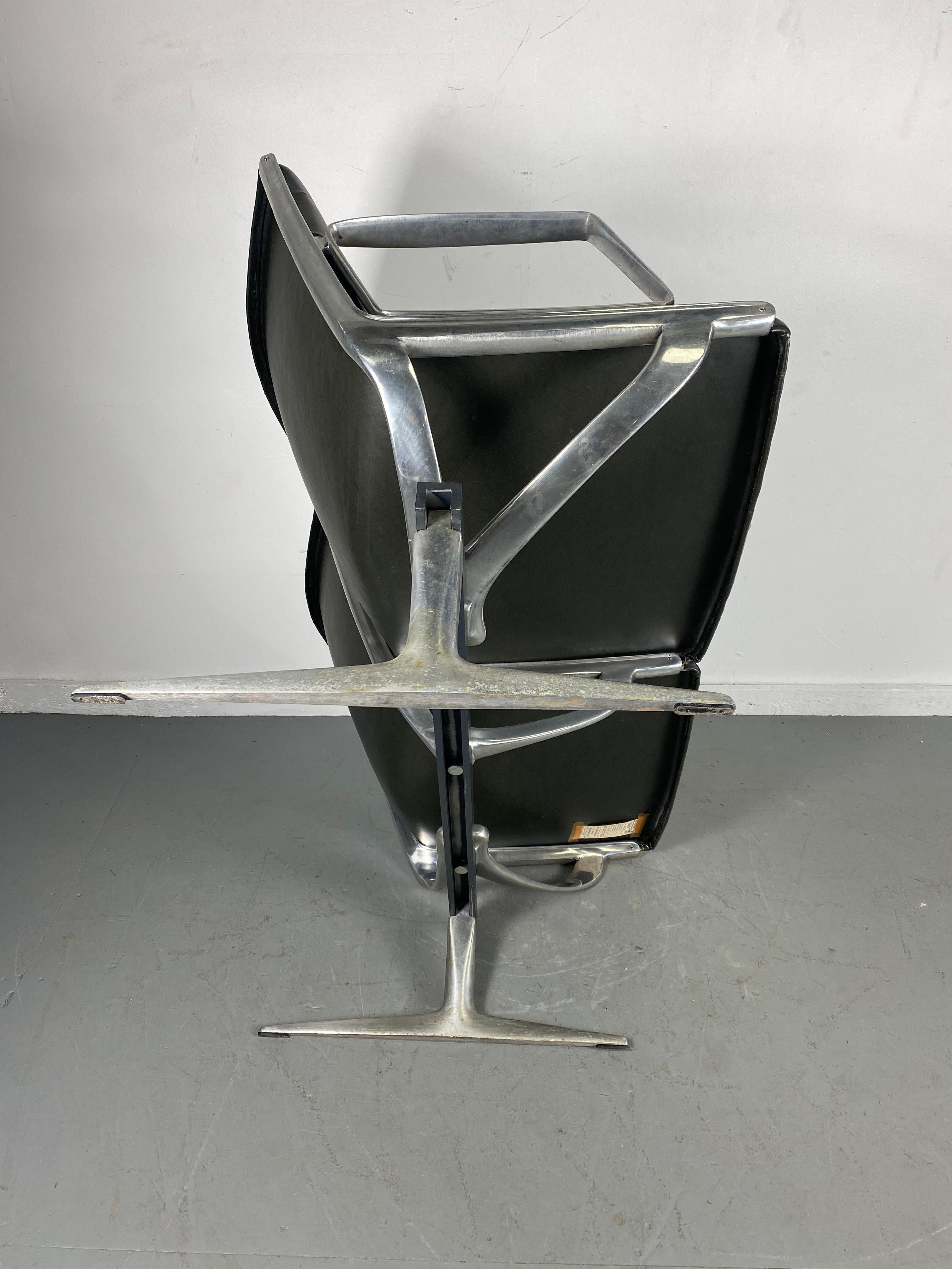 Modernist Aluminum Button Tufted Two Seater Bench / Settee by Burke 5