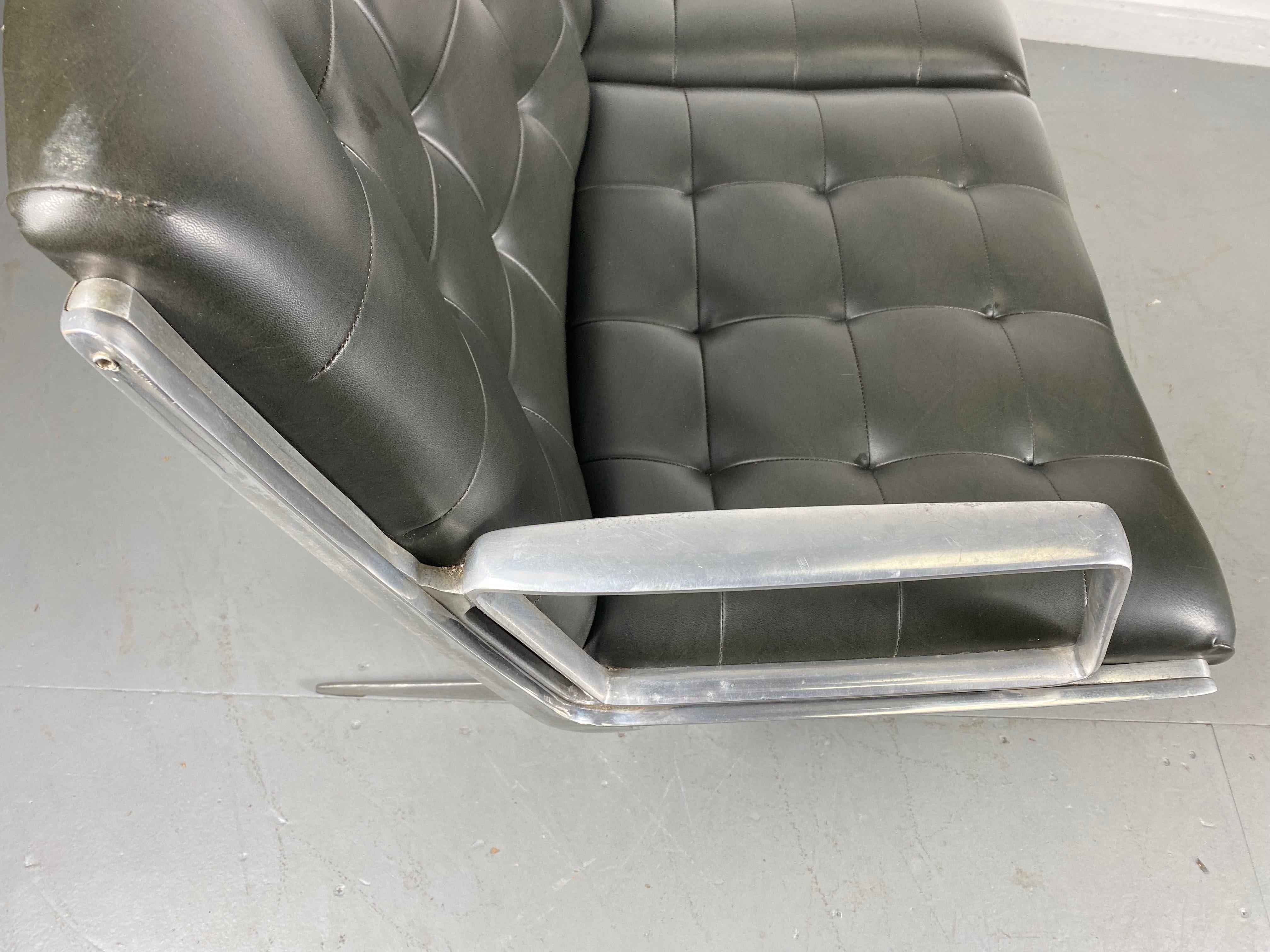 Modernist Aluminum Button Tufted Two Seater Bench / Settee by Burke 3