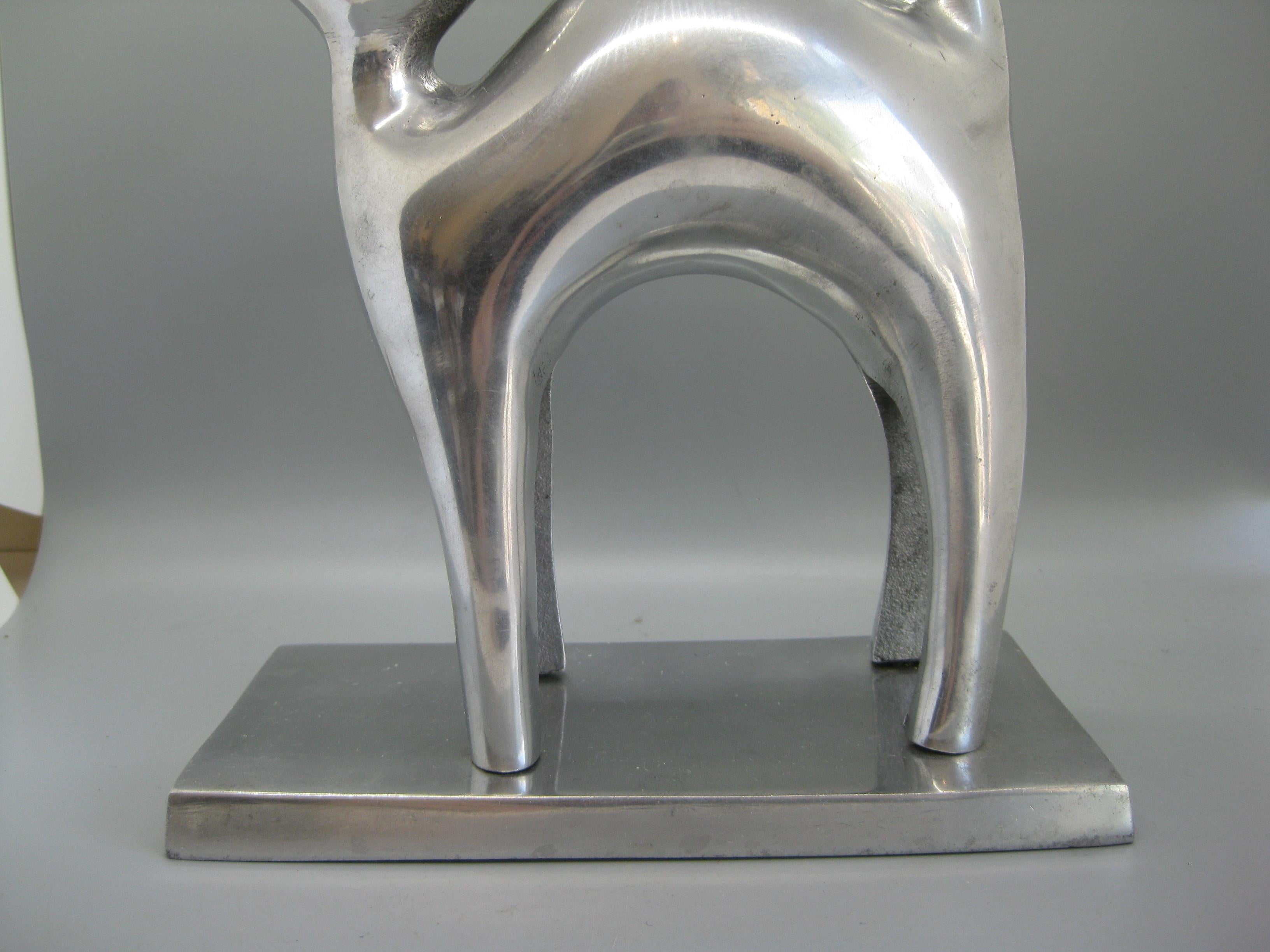 Modernist Aluminum Cat Abstract Figural Sculpture For Sale 3