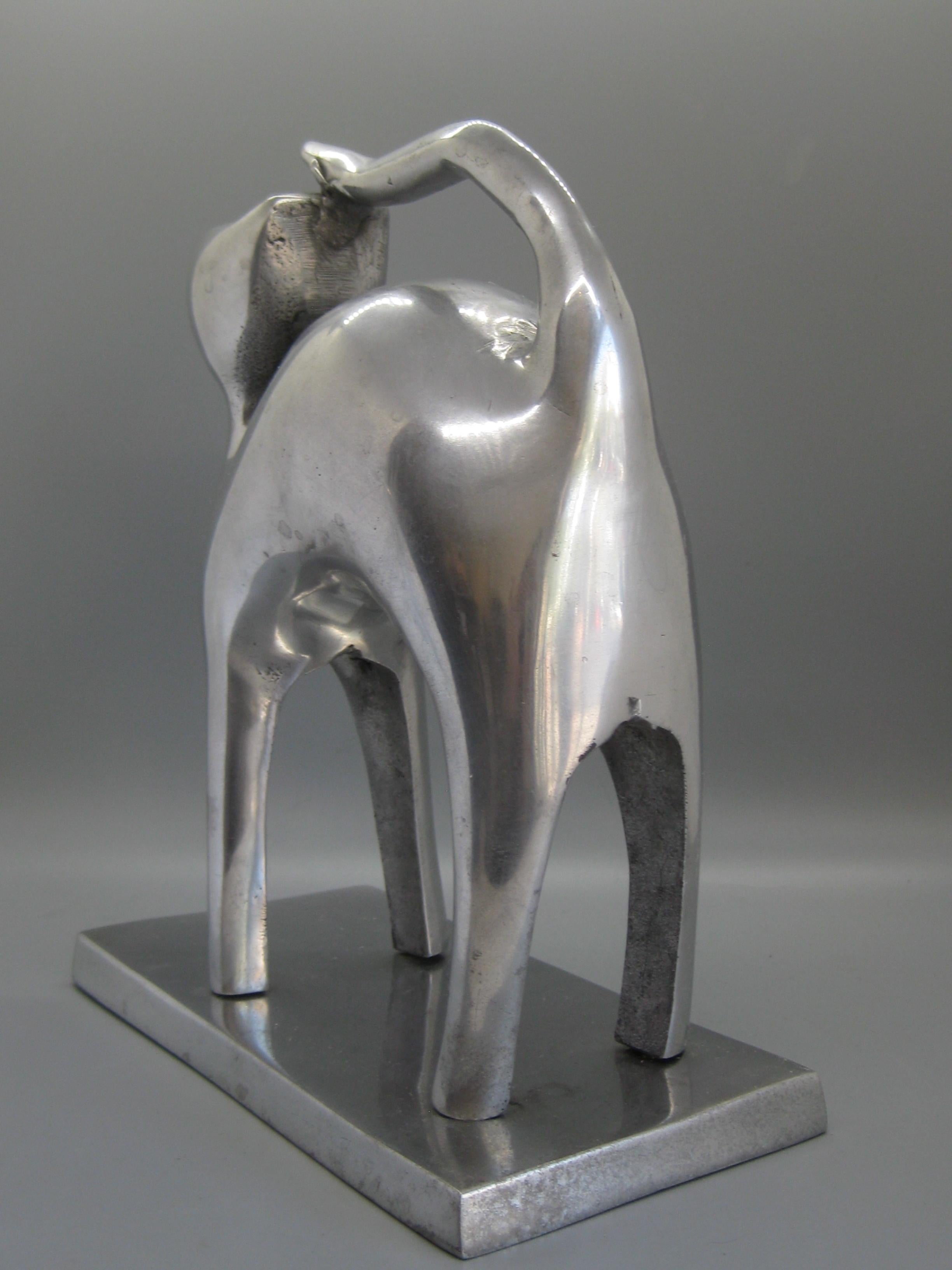 Modernist Aluminum Cat Abstract Figural Sculpture For Sale 6