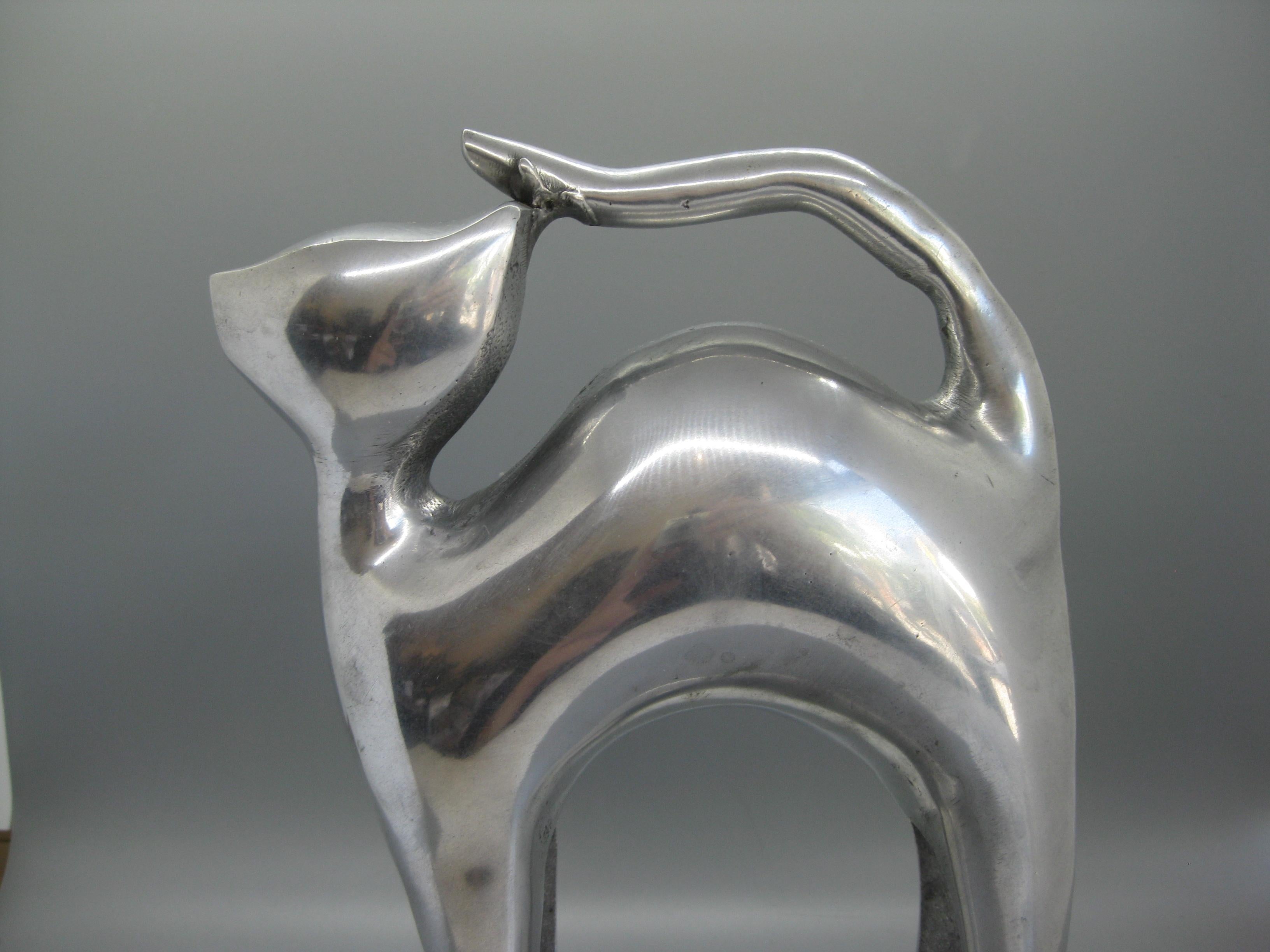 Modernist Aluminum Cat Abstract Figural Sculpture For Sale 2