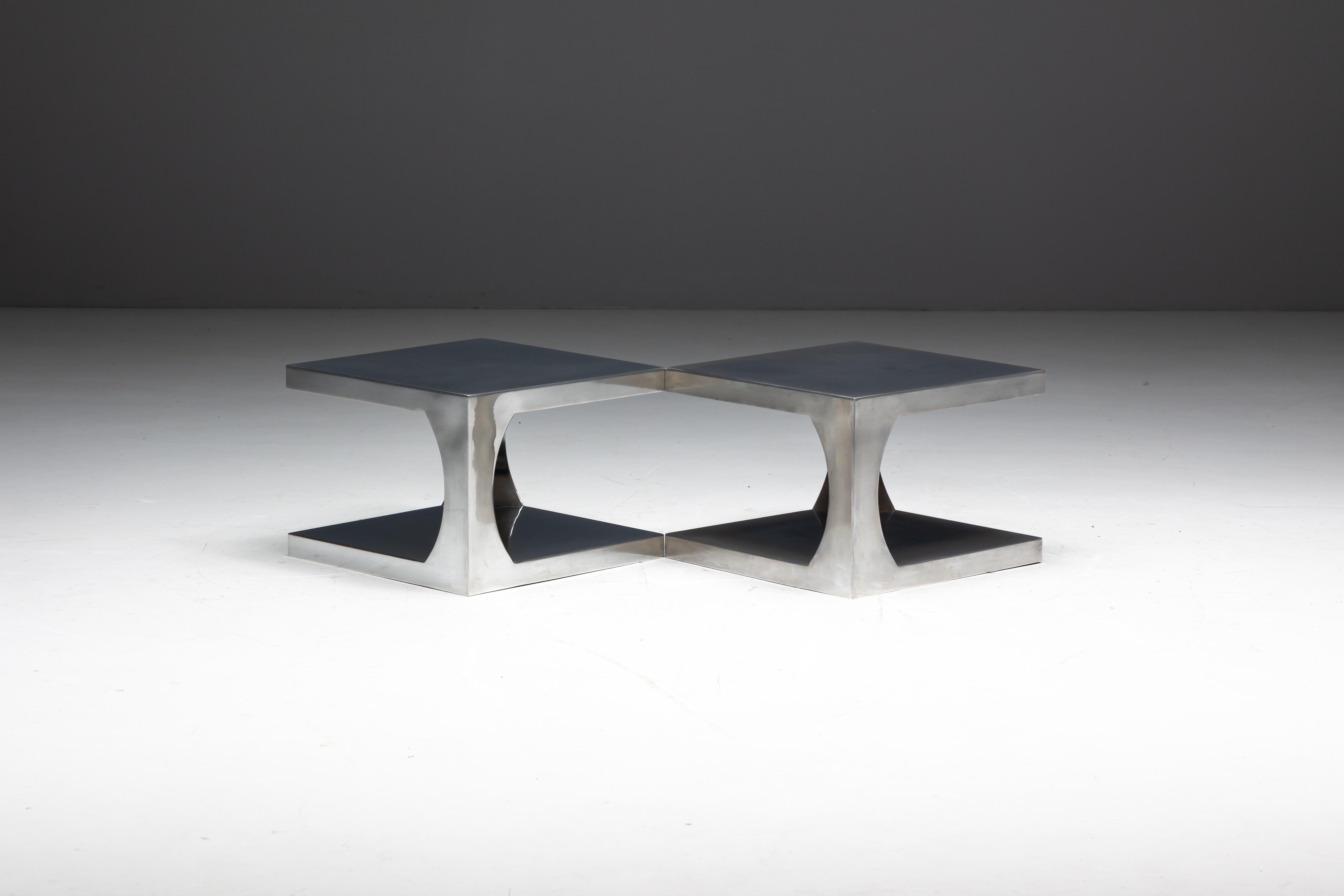 Modernist Aluminum Side Tables, Italy, 1970s en vente 4