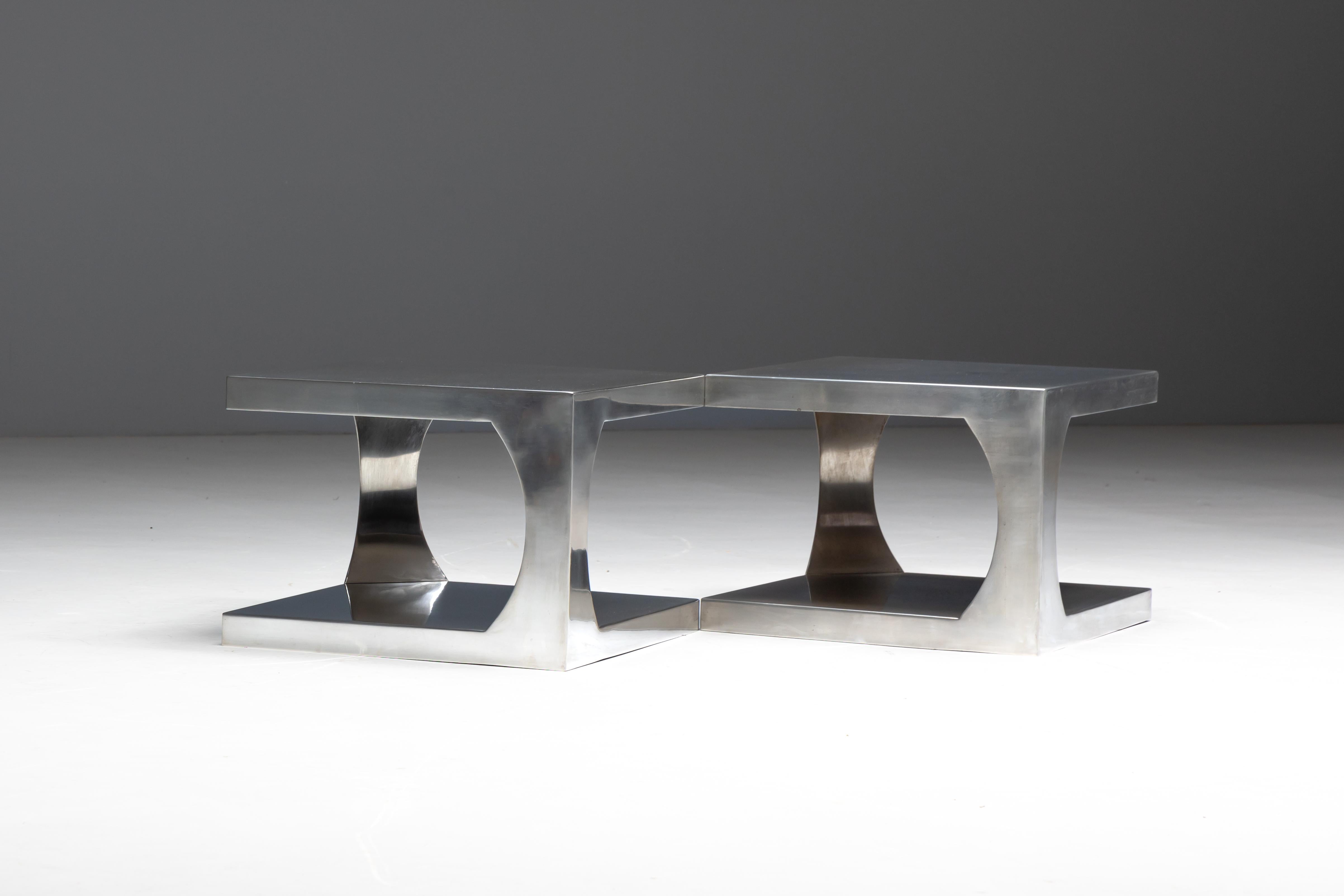 Modernist Aluminum Side Tables, Italy, 1970s en vente 5