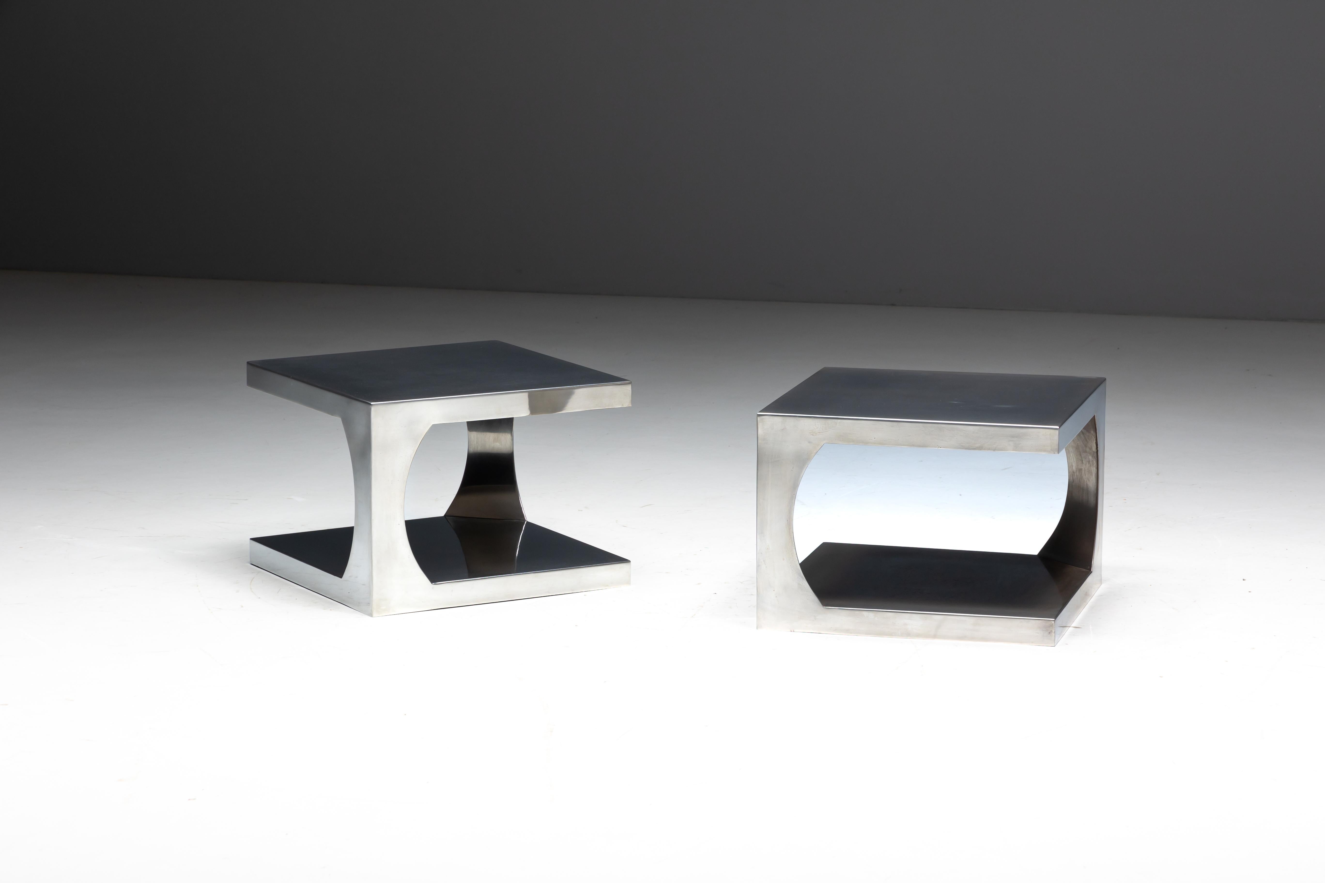 Modernist Aluminum Side Tables, Italy, 1970s en vente 6