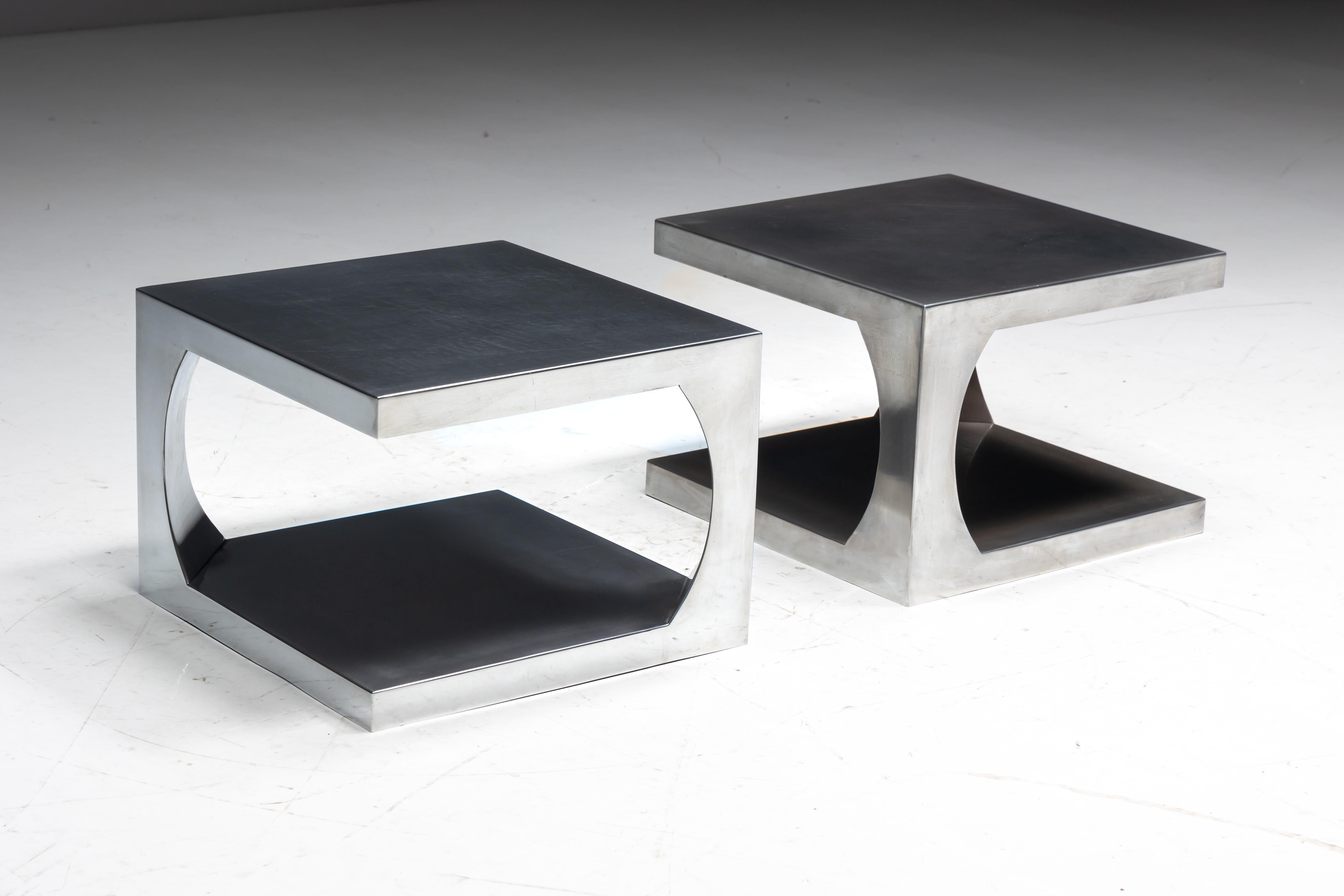 Modernist Aluminum Side Tables, Italy, 1970s en vente 8