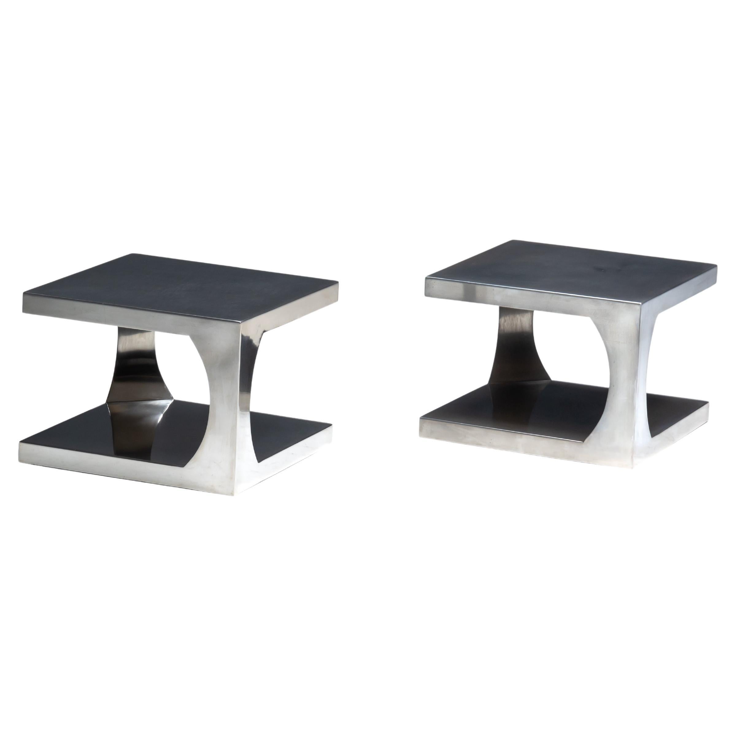 Modernist Aluminum Side Tables, Italy, 1970s