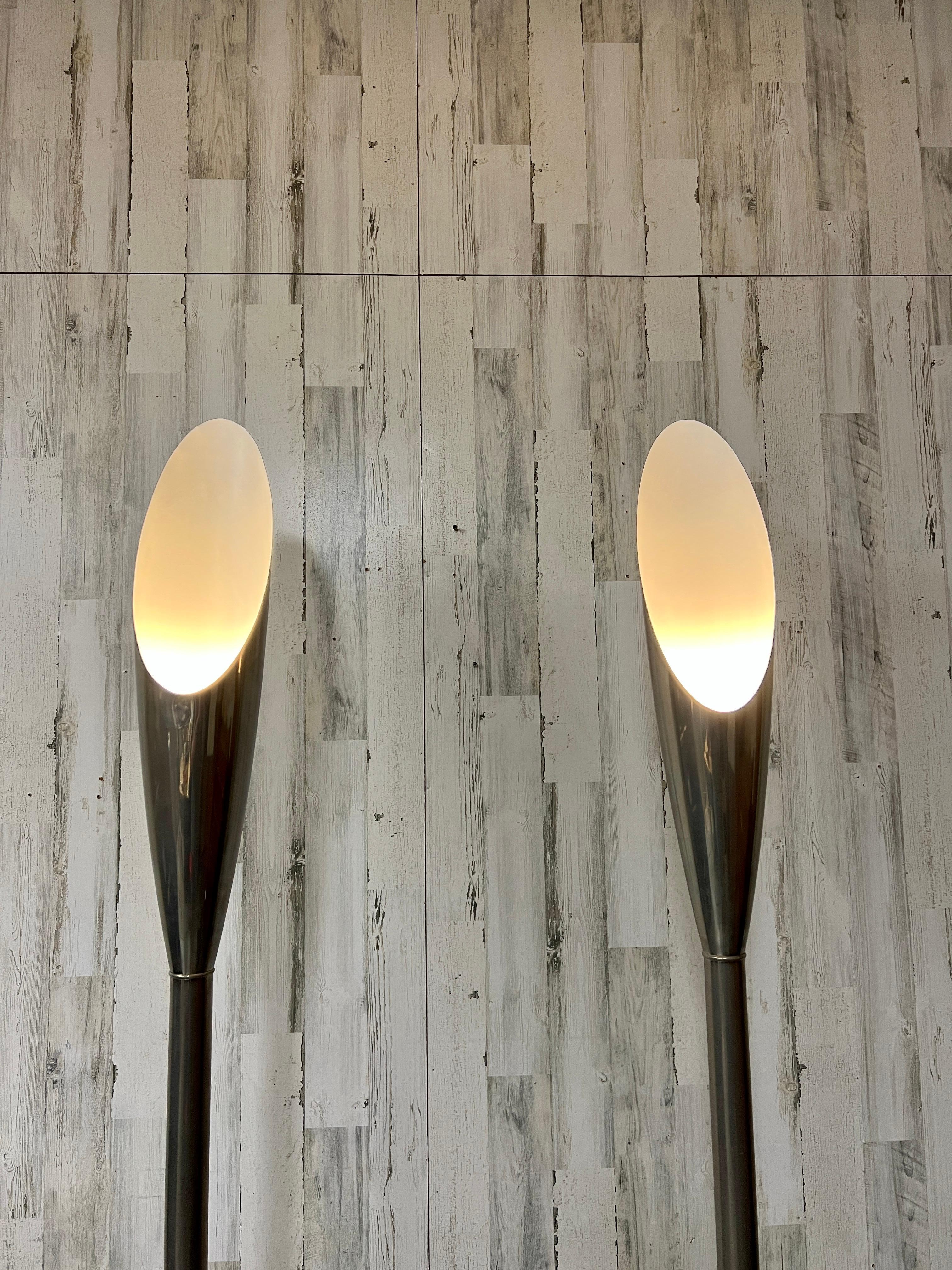 Modernist Aluminum Torchère Floor Lamps For Sale 5