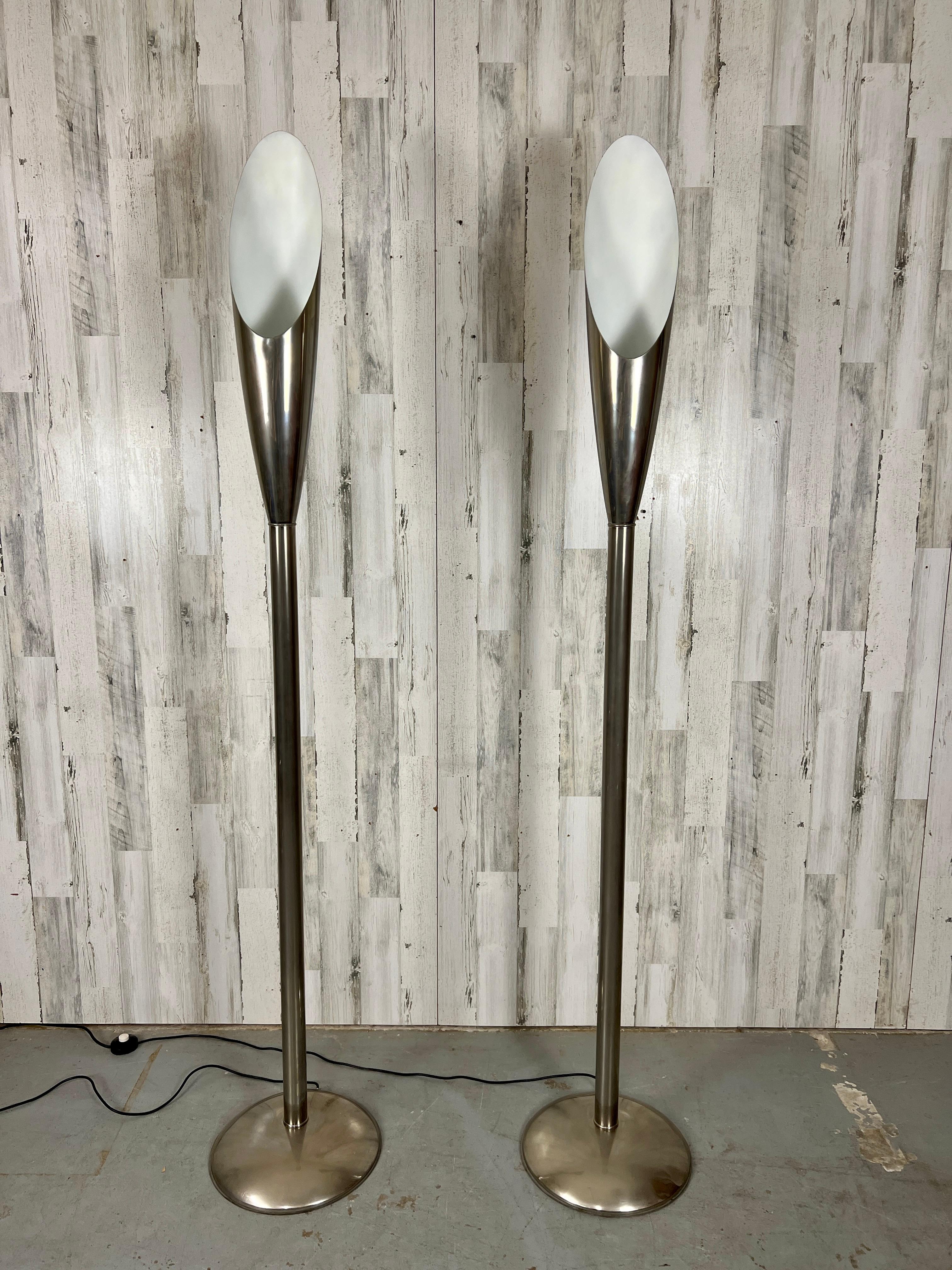 Modernist Aluminum Torchère Floor Lamps For Sale 6