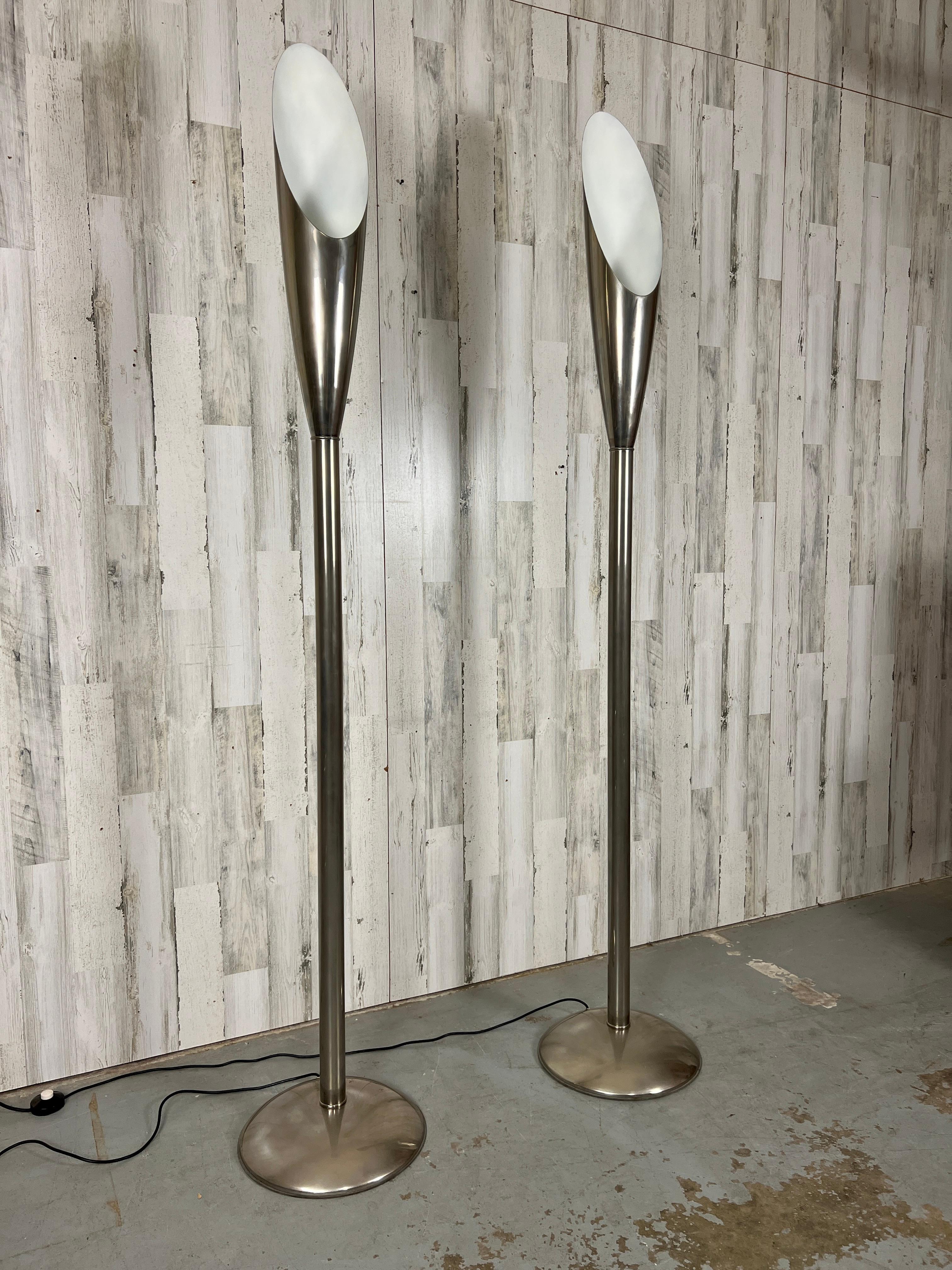 Modernist Aluminum Torchère Floor Lamps For Sale 7