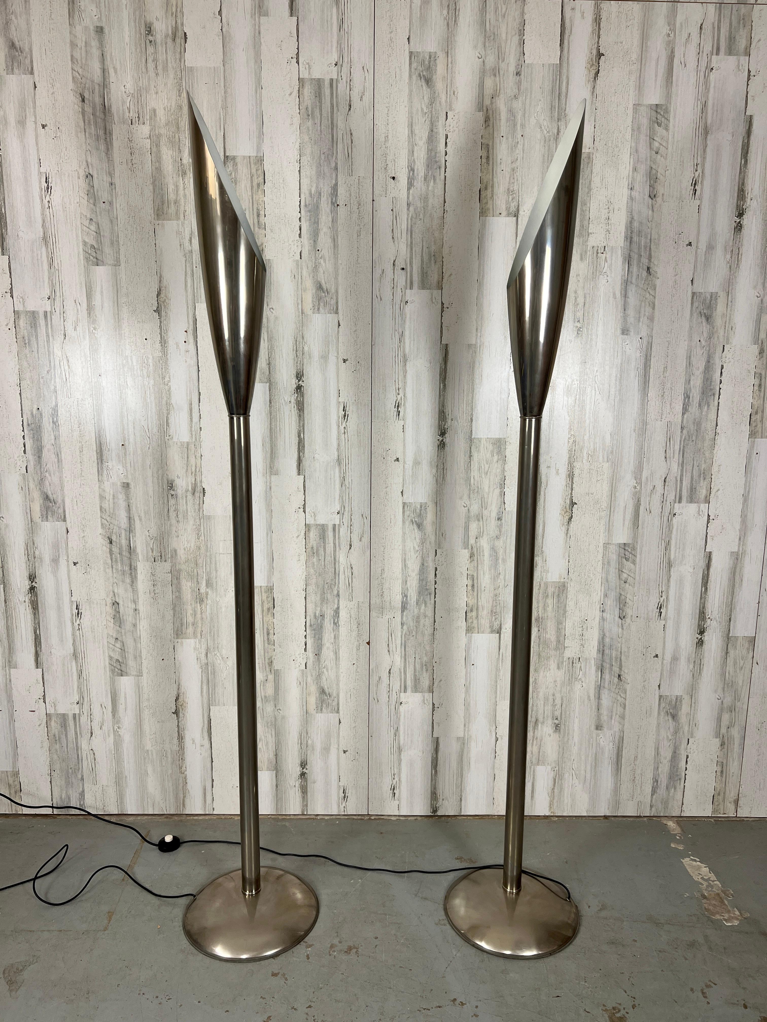 Modernist Aluminum Torchère Floor Lamps For Sale 8