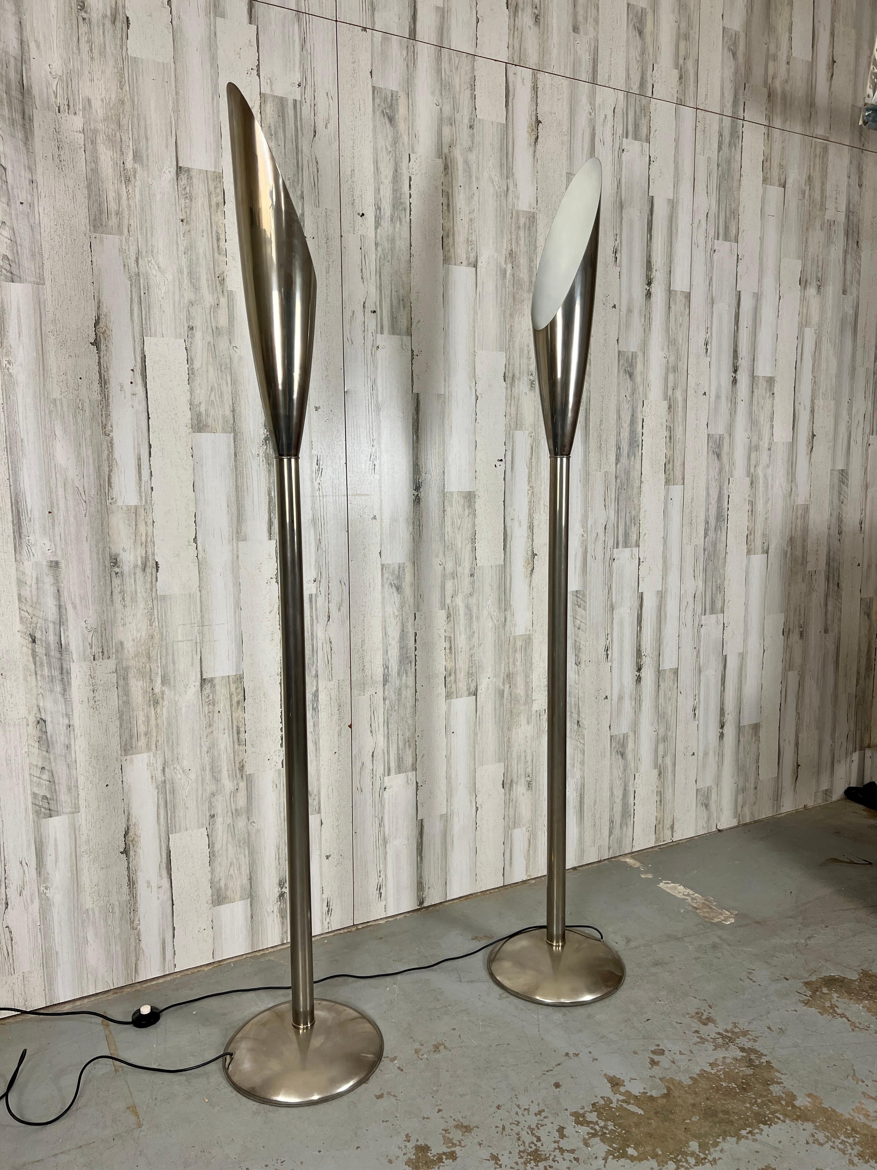 Modernist Aluminum Torchère Floor Lamps For Sale 11