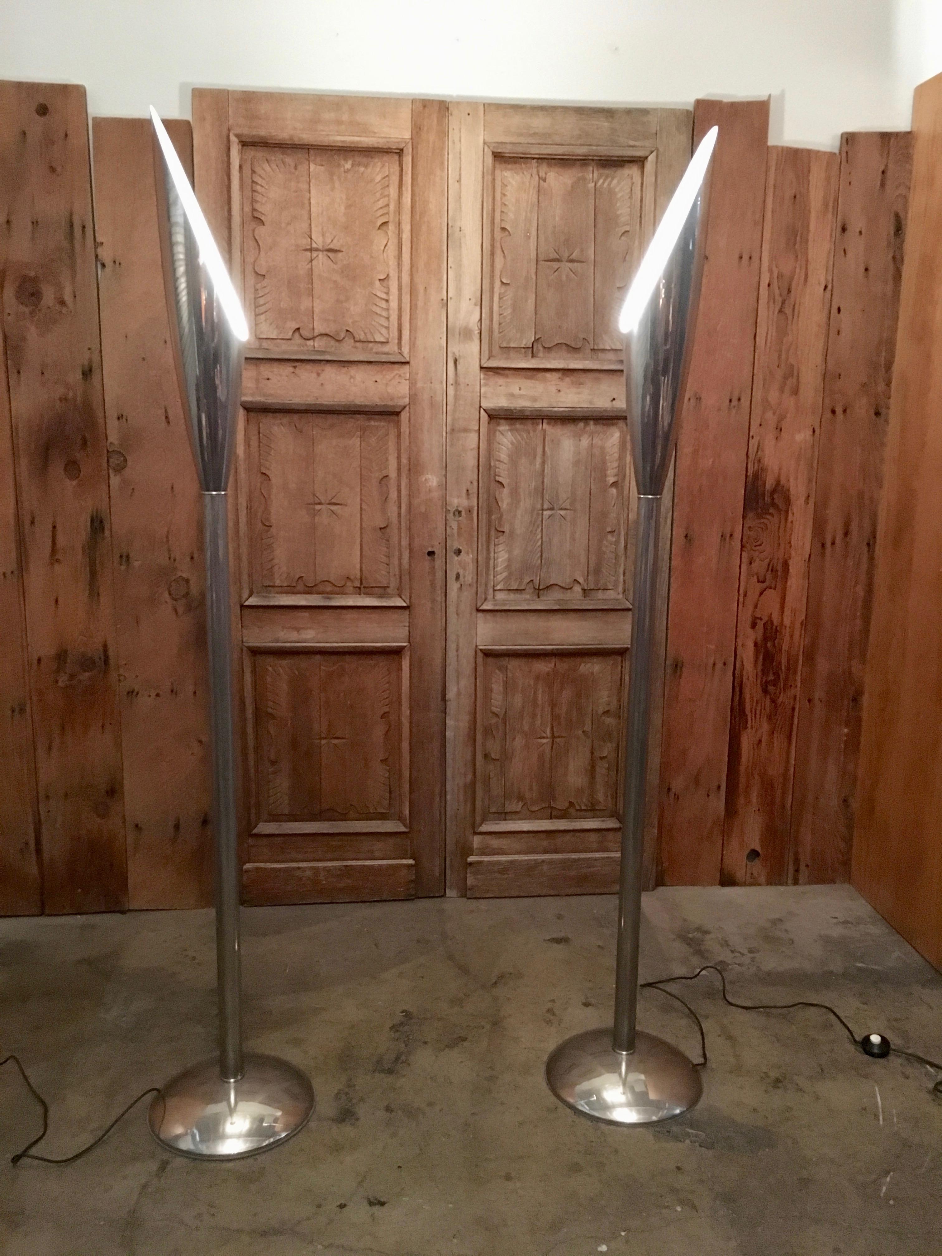 Modernist Aluminum Torchère Floor Lamps 12