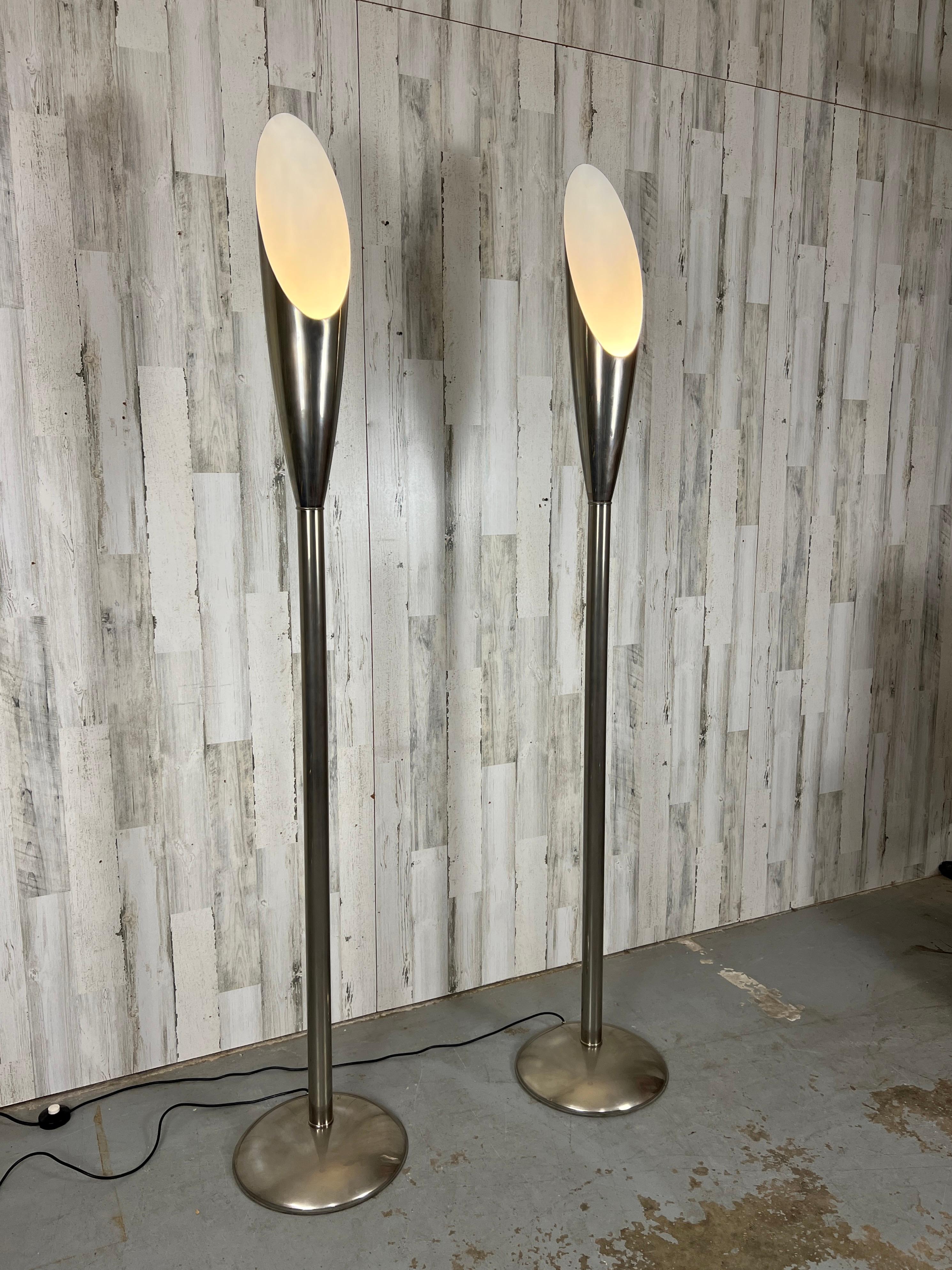 American Modernist Aluminum Torchère Floor Lamps For Sale