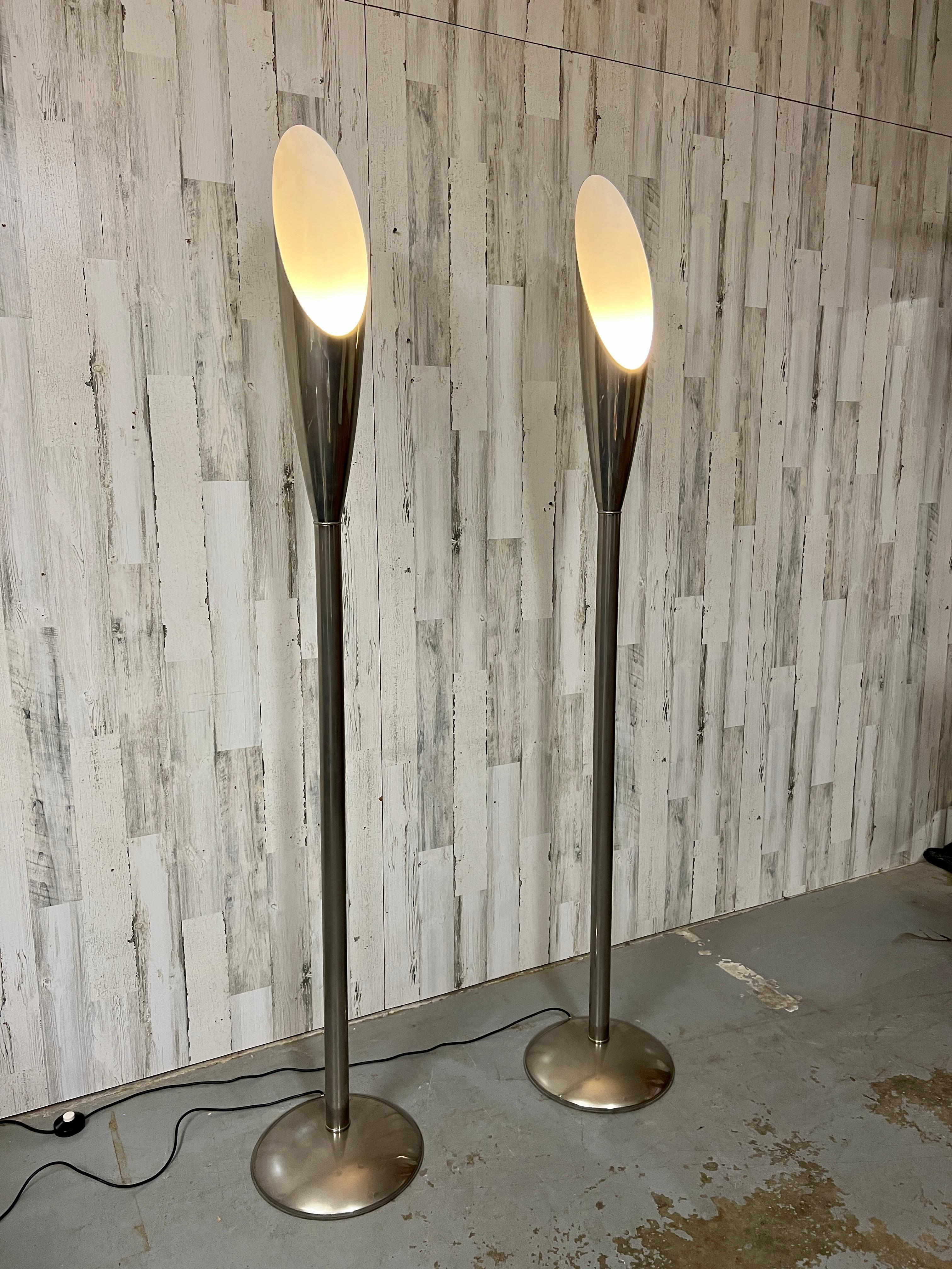 Modernist Aluminum Torchère Floor Lamps For Sale 4