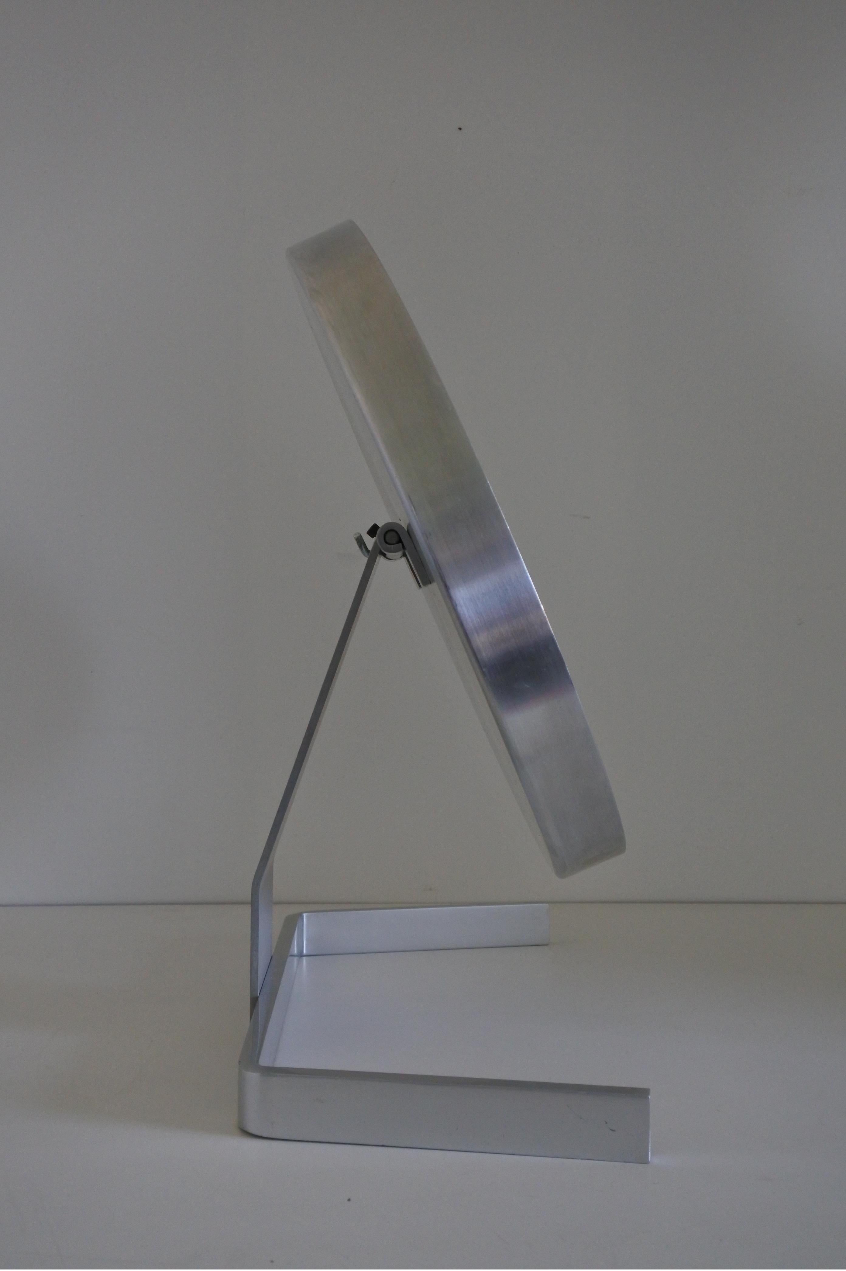 Modernist Aluminum Vanity or Table Mirror by Pierre Vandel, France 1970s 9