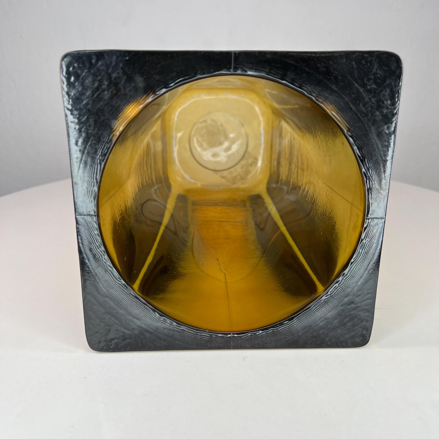 Modernist Amber Art Glass Vase Style of Blenko Handblown Thick Panel 5