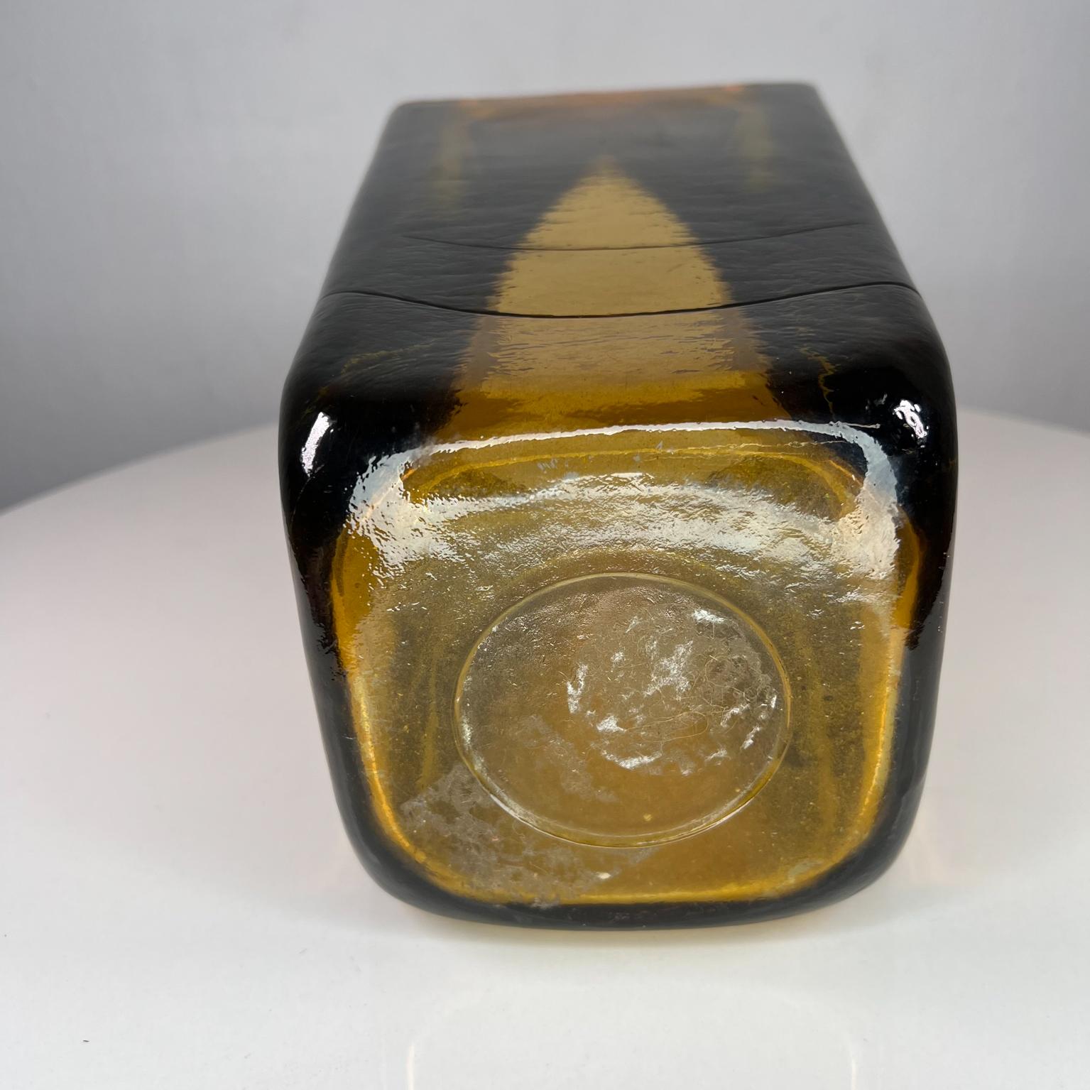 Modernist Amber Art Glass Vase Style of Blenko Handblown Thick Panel 7