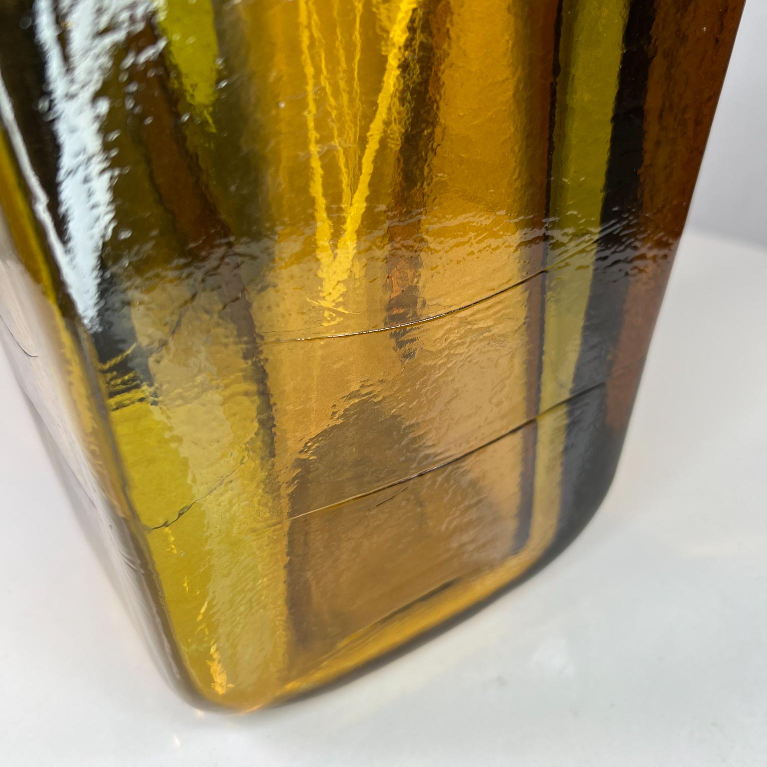 Modernist Amber Art Glass Vase Style of Blenko Handblown Thick Panel 2