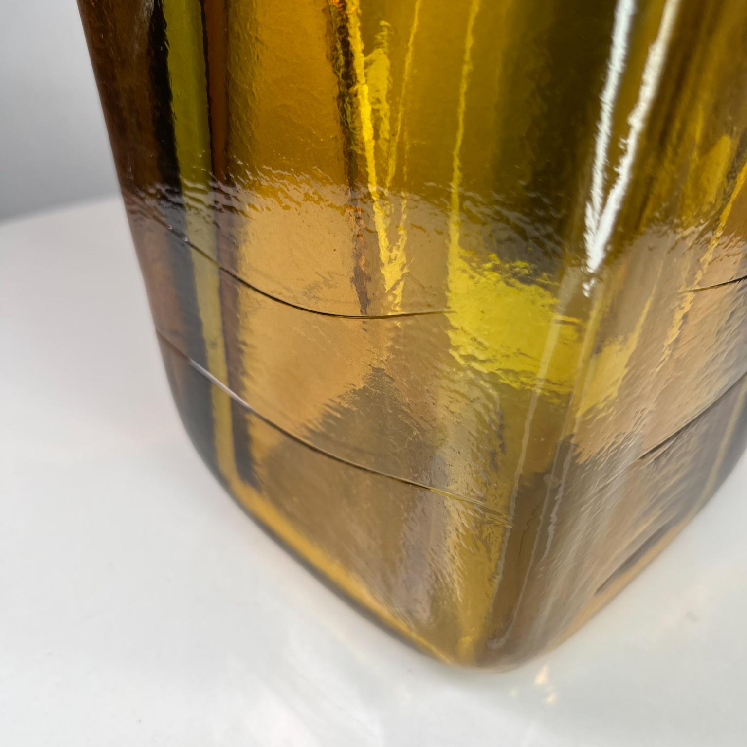 Modernist Amber Art Glass Vase Style of Blenko Handblown Thick Panel 3