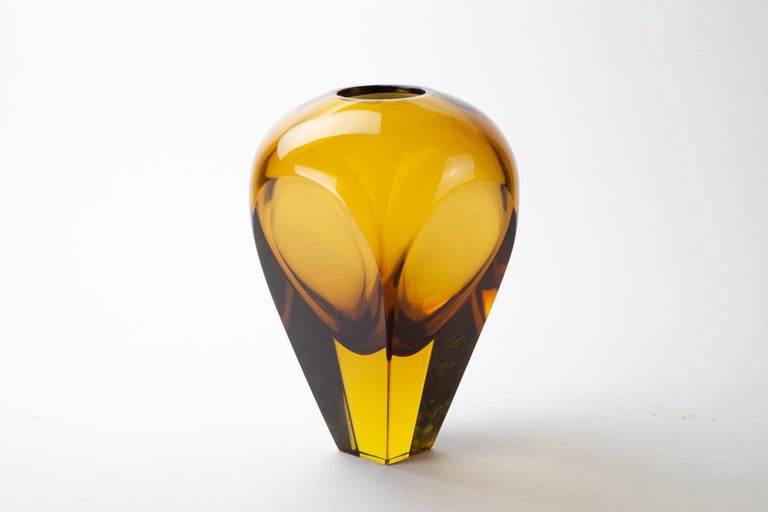 Modernist Amber Glass Vase at 1stDibs