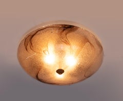 Modernist Amber Murano Flush Mount Glass & Brass by Kaiser, Germany 1960s