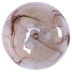 Modernist Amber Murano Flush Mount Glass & Brass by Kaiser, Germany 1960s