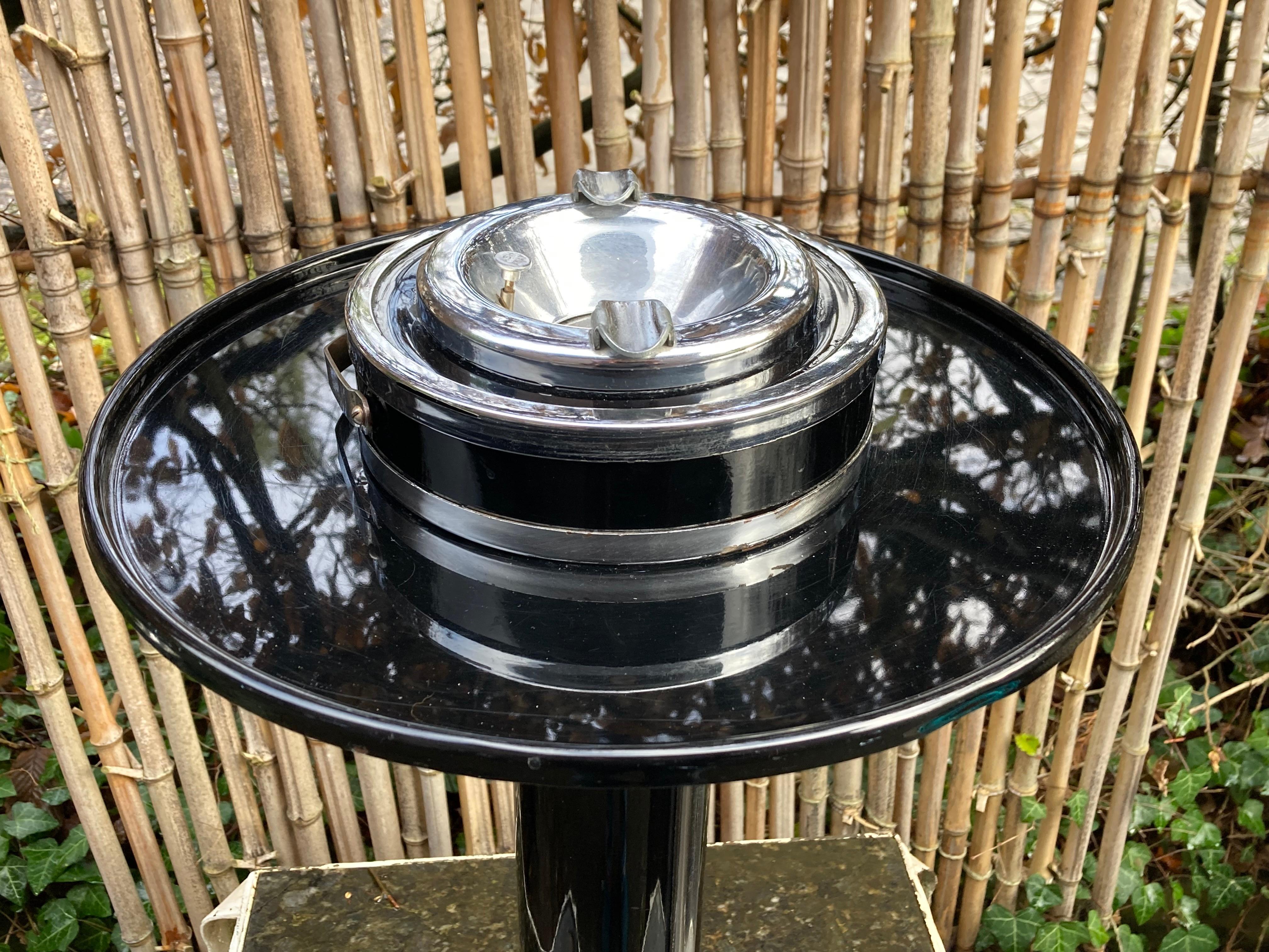 Modernist American Art Déco smoker stand. Machine Age 1930s. Metal and Chrome  12