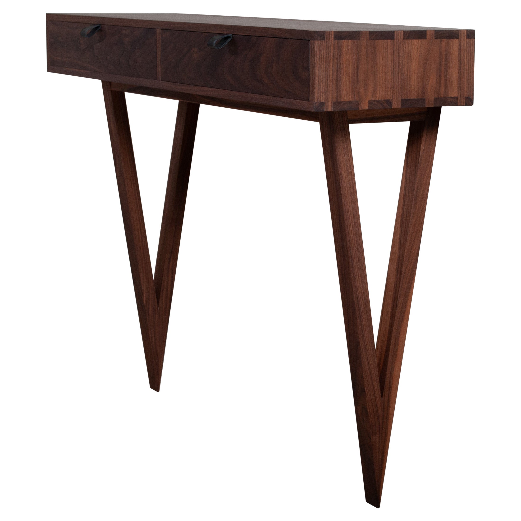 Table console moderniste en noyer américain