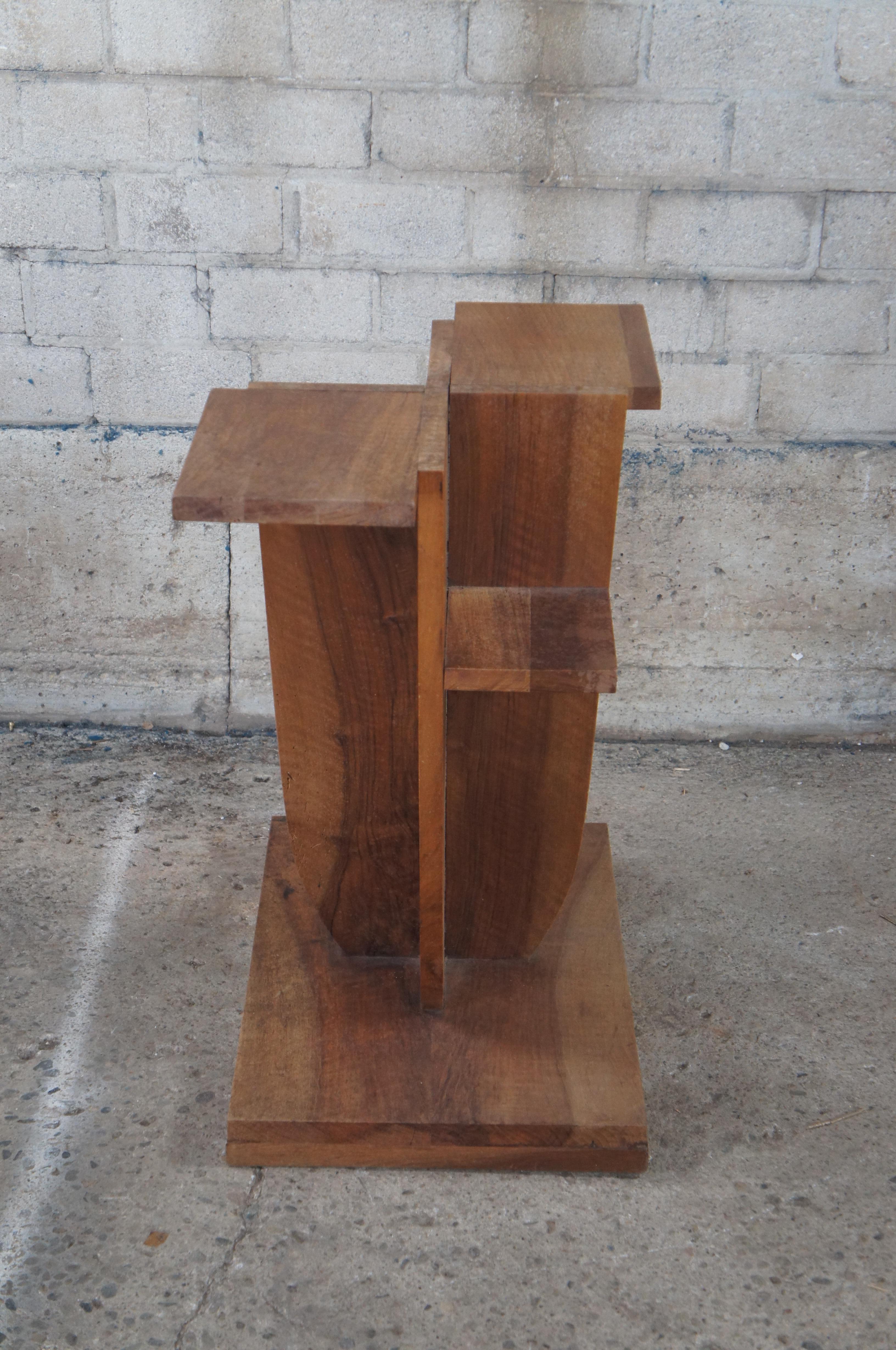 20th Century Modernist American Walnut Tiered Plant Stand Side Table Sculpture Pedestal Base For Sale
